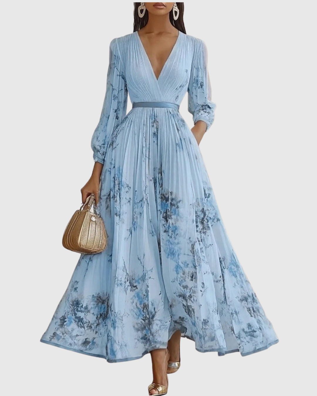 ROWELLA | Elegante vestido largo plisado