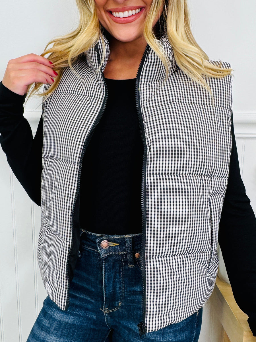 Gingham & Go Puffer Vest