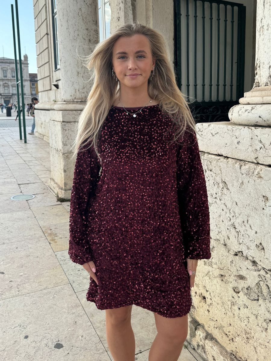 Aija bow dress - Dark red