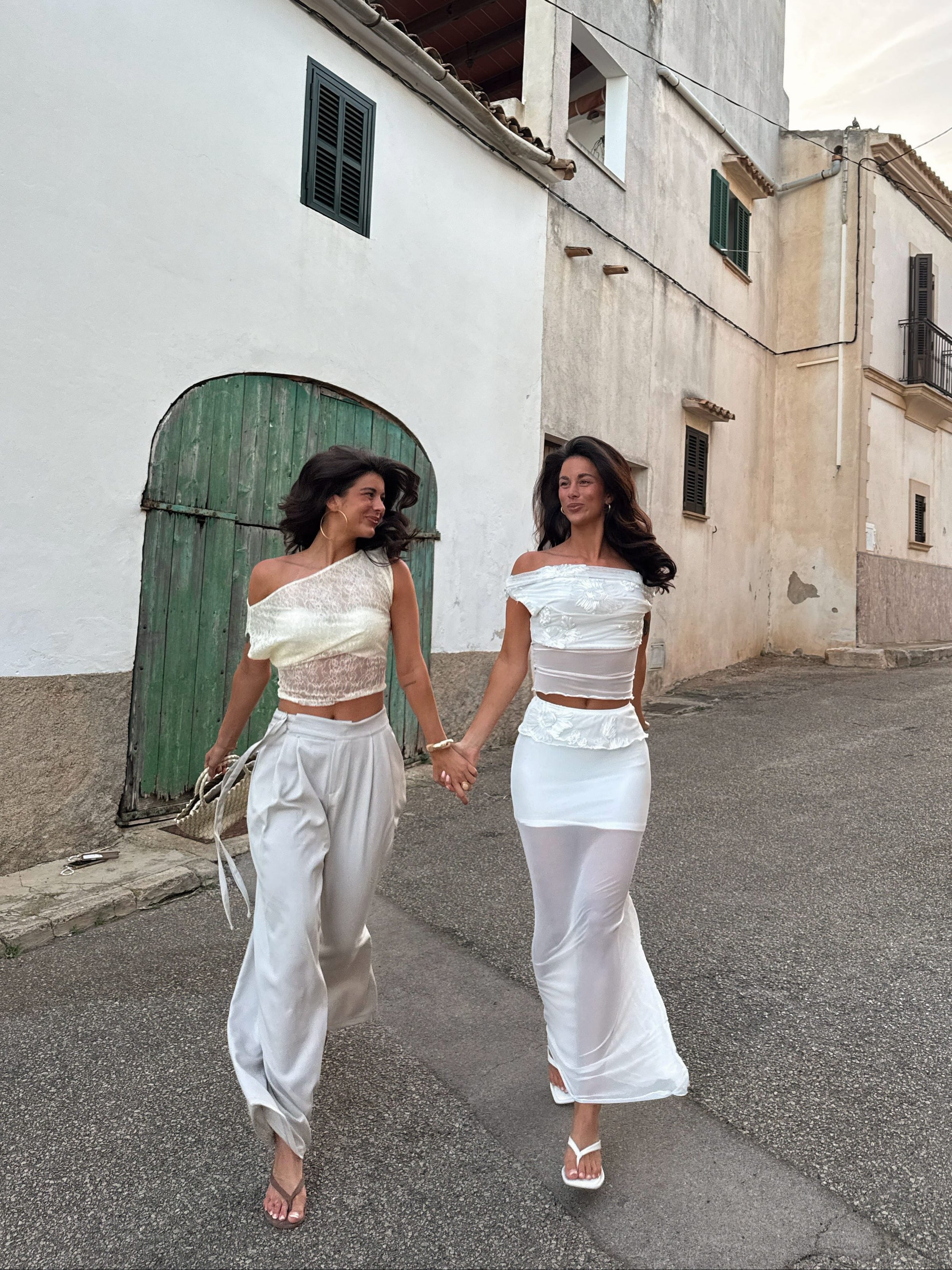 Kivo mesh off shoulder top - White