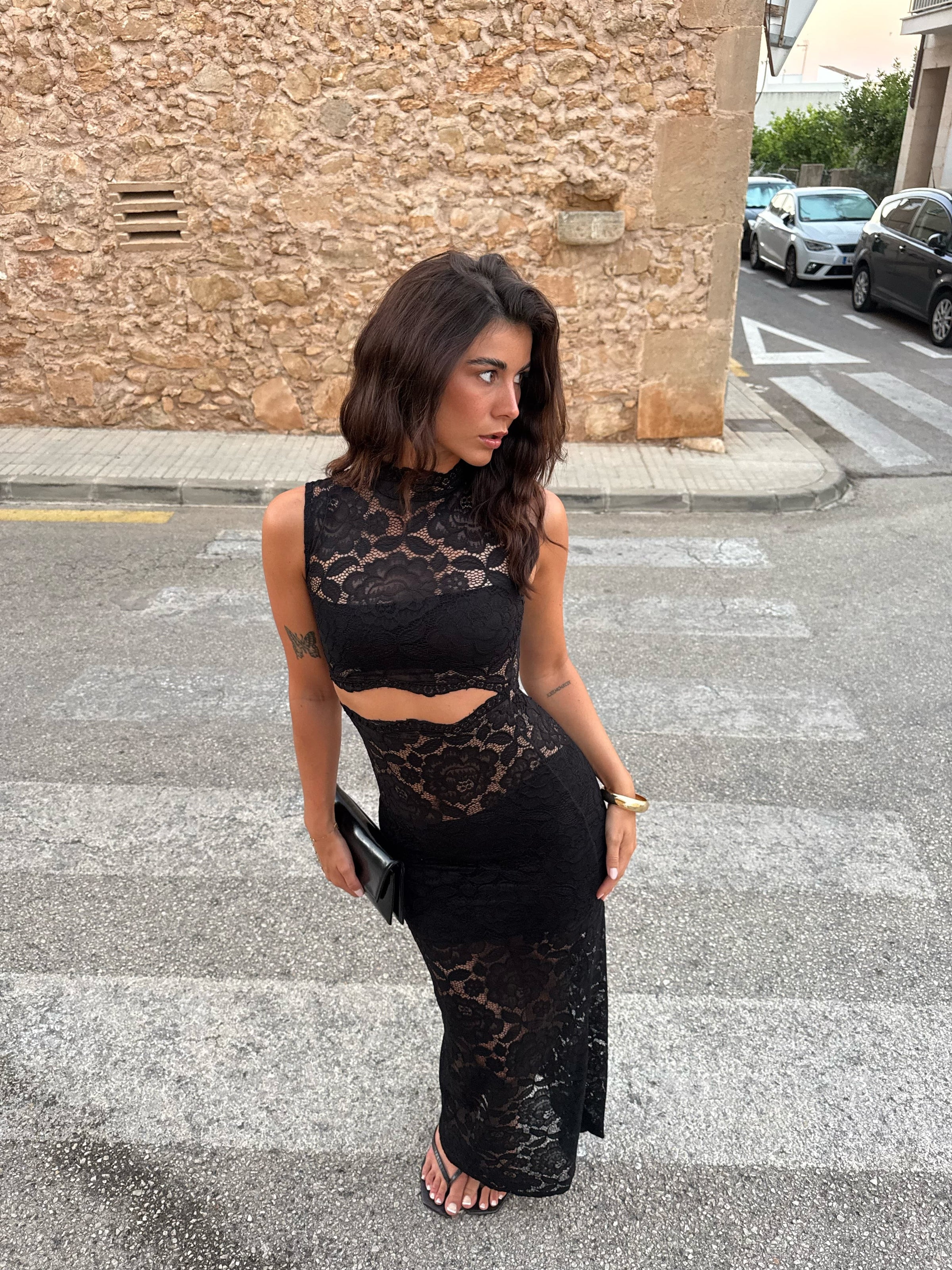 Lydia lace maxi dress - Black