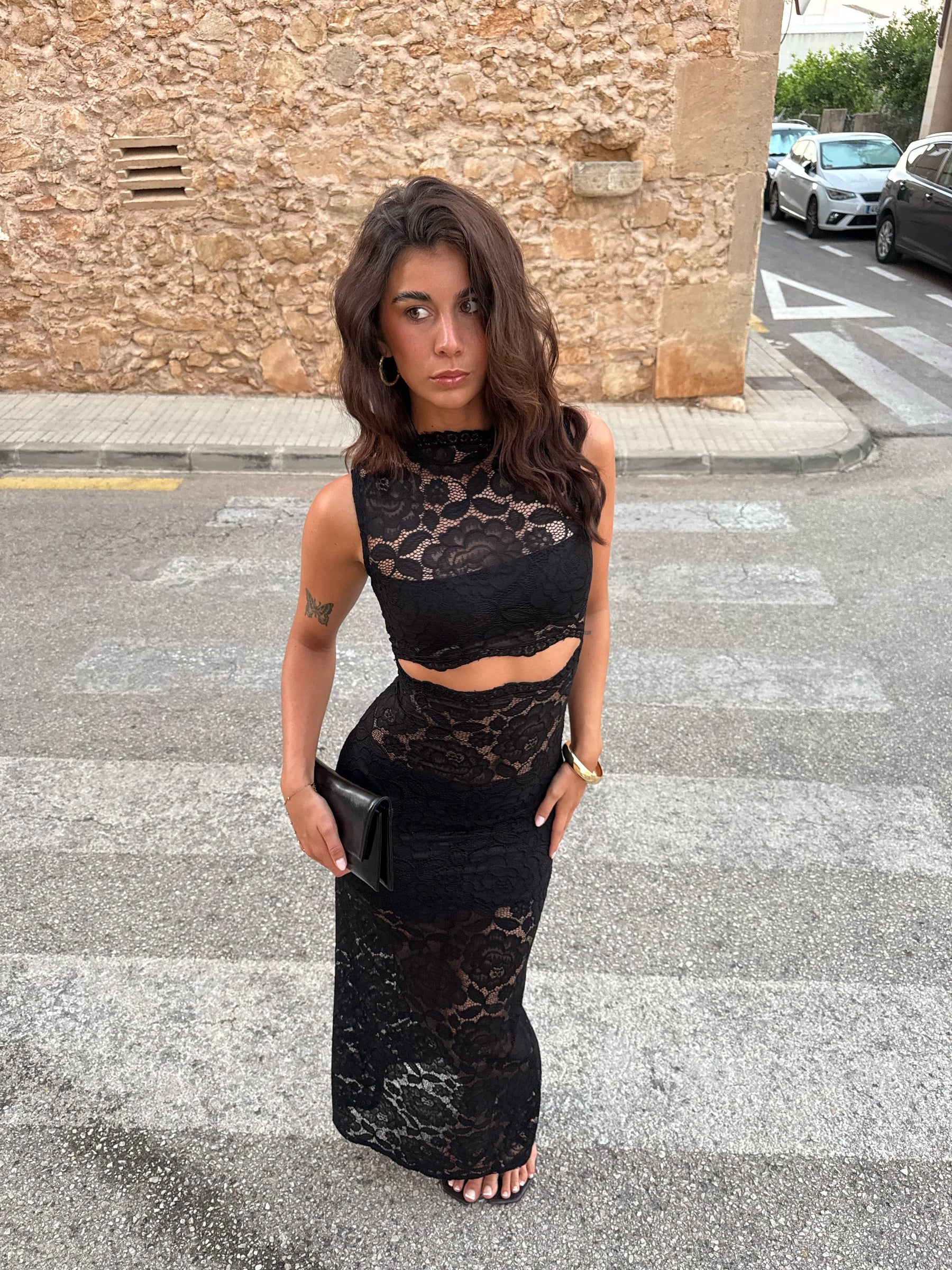 Lydia lace maxi dress - Black