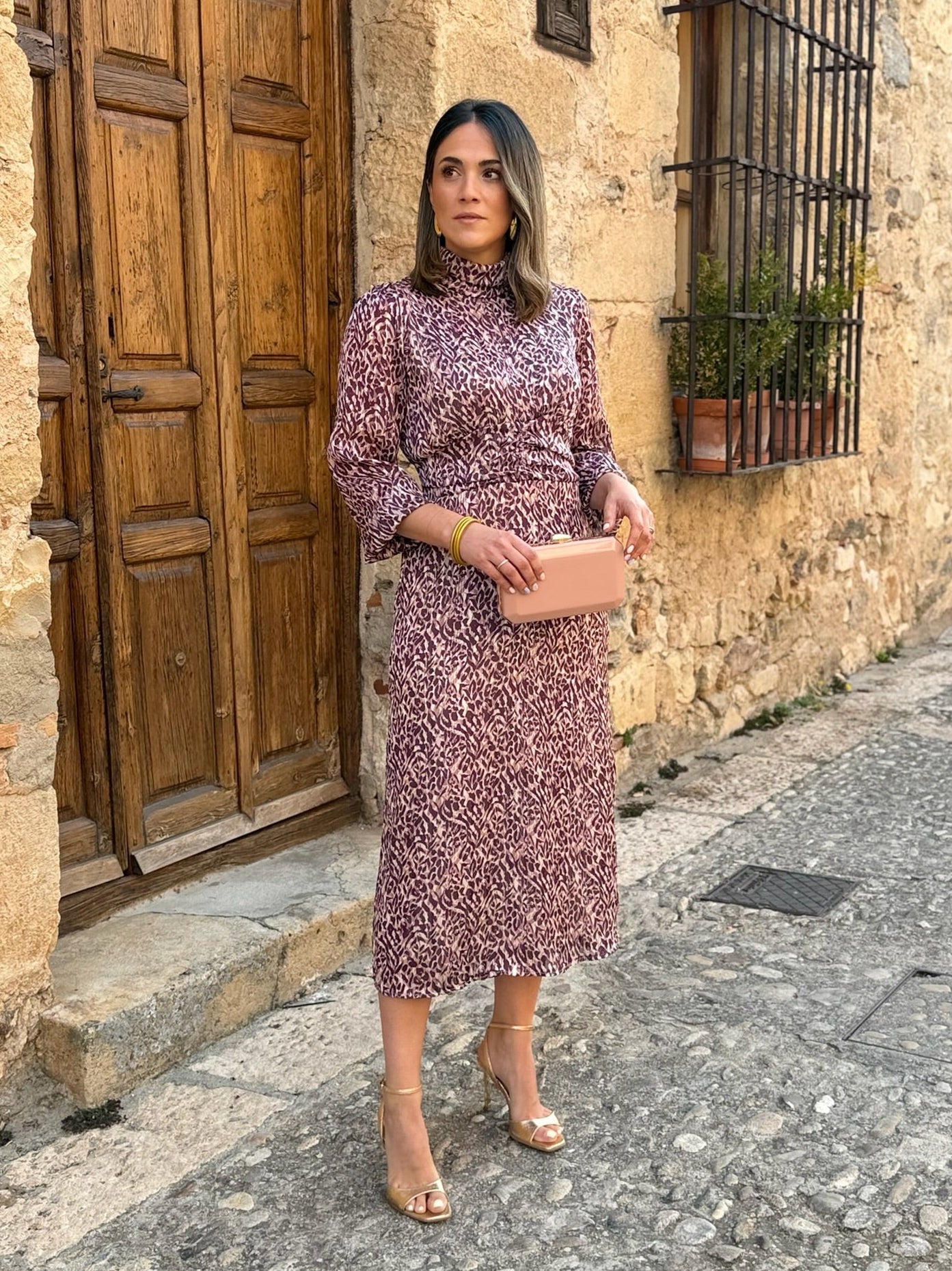 Vestido Midi print buganvilla | Tina