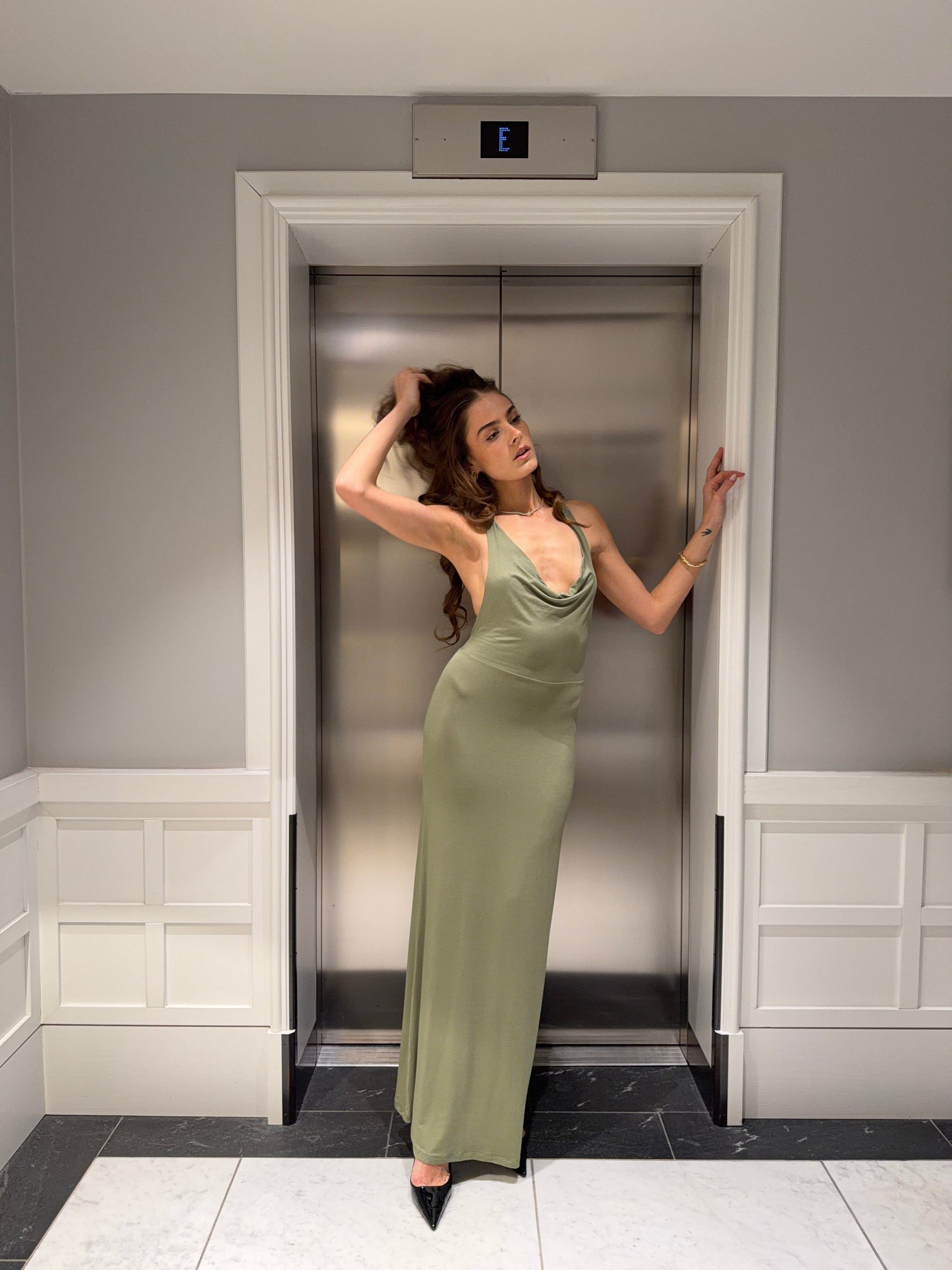 Gela open-back maxi dress - Sage