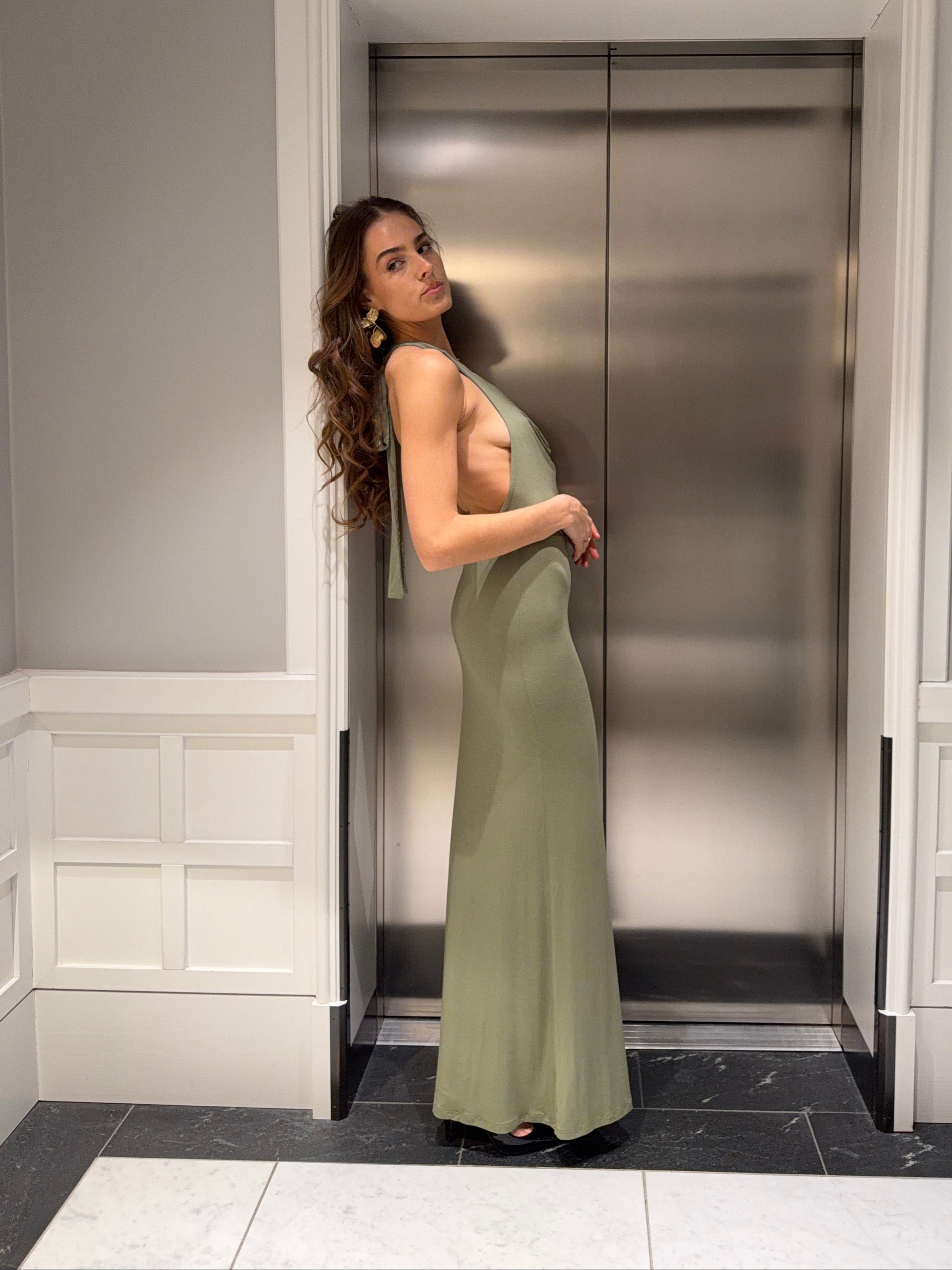 Gela open-back maxi dress - Sage