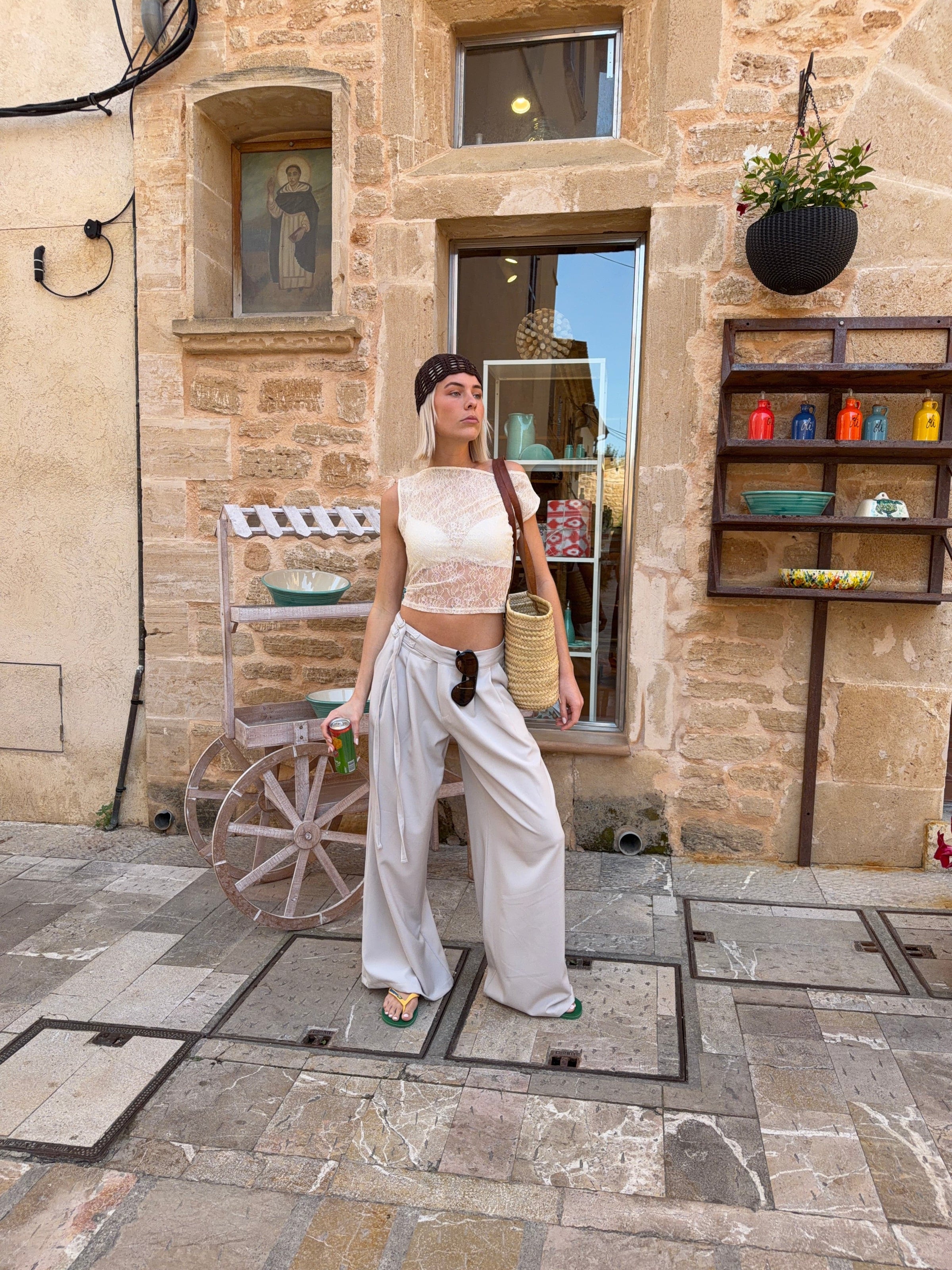 Malva belted suit pants - Light taupe