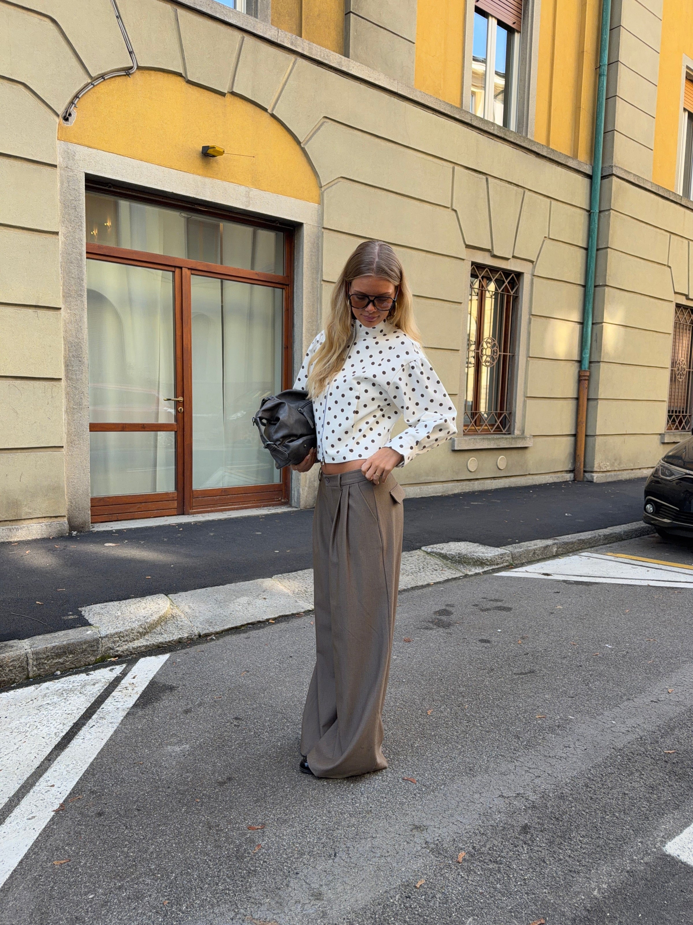 Holly loose suit pants - Brown melange