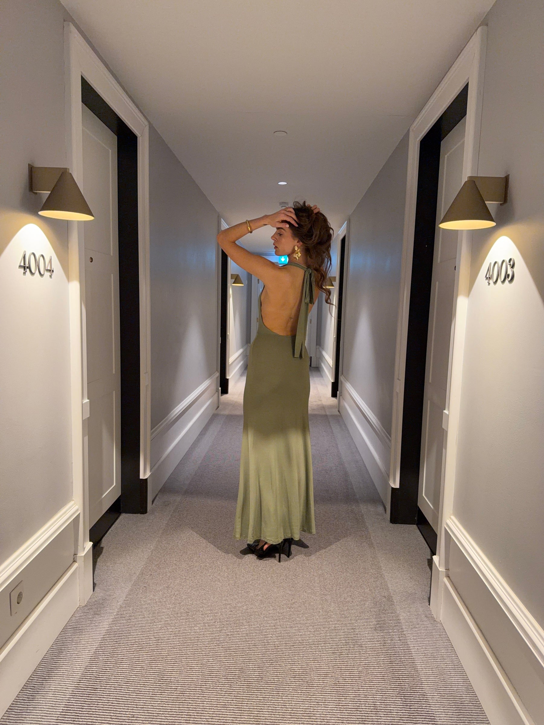 Gela open-back maxi dress - Sage