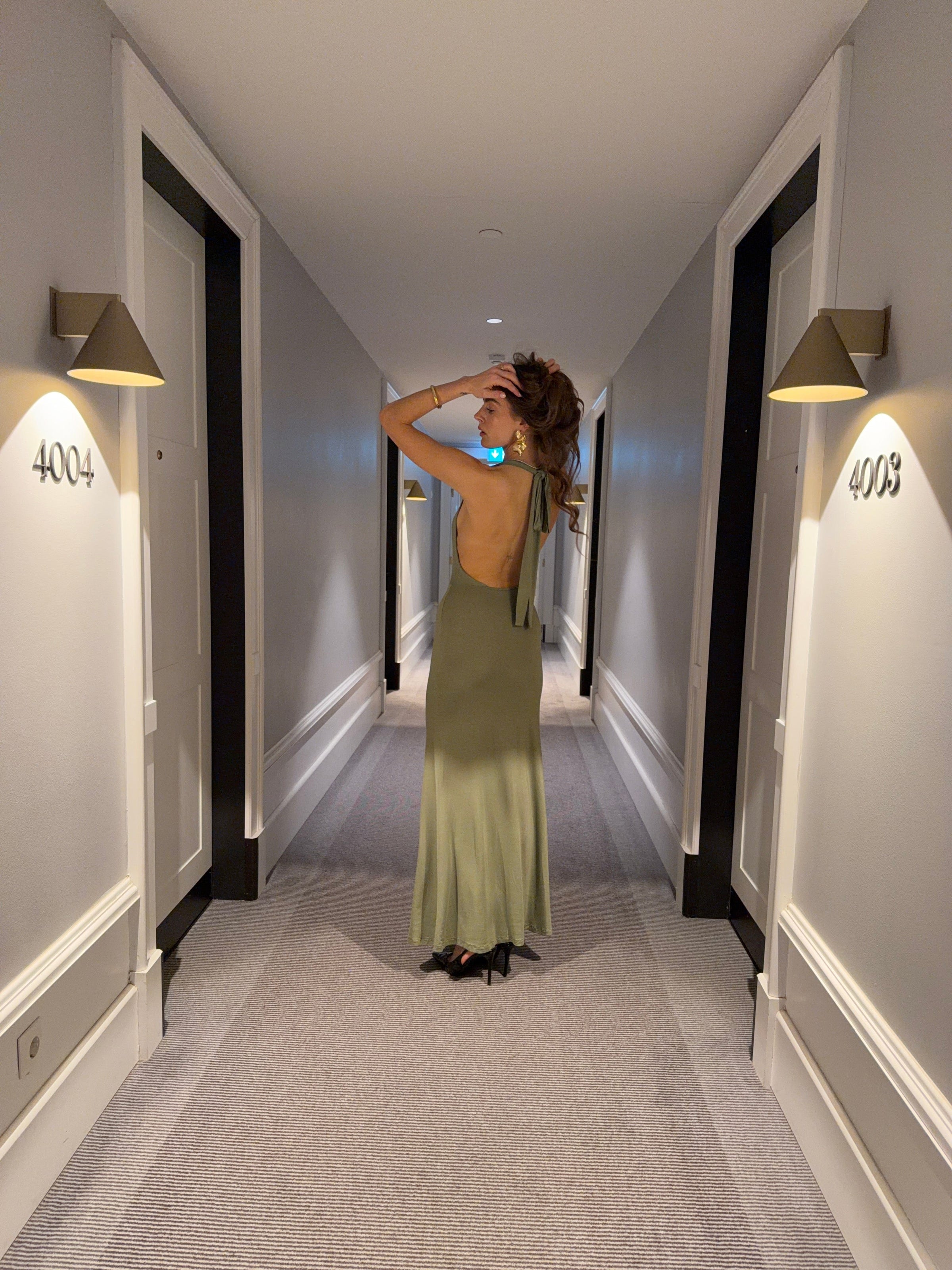Gela open-back maxi dress - Sage