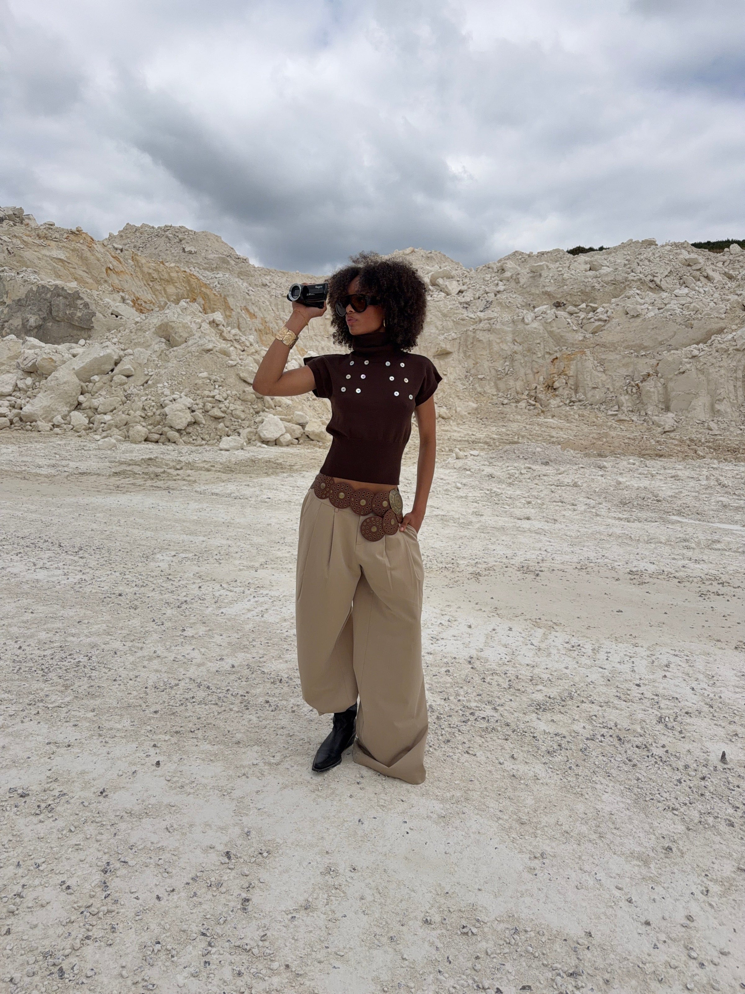 Holly loose suit pants - Beige