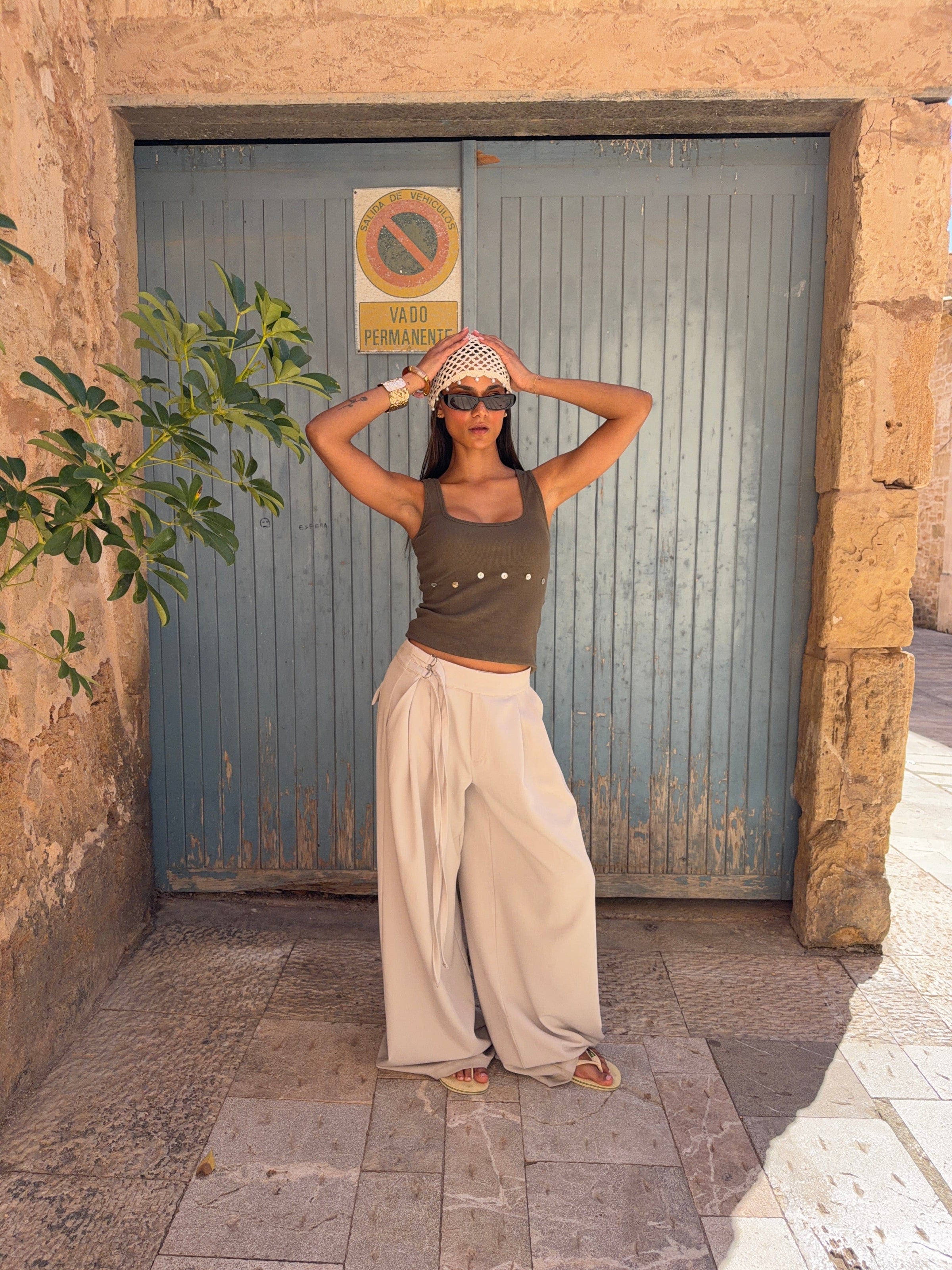 Malva belted suit pants - Light taupe