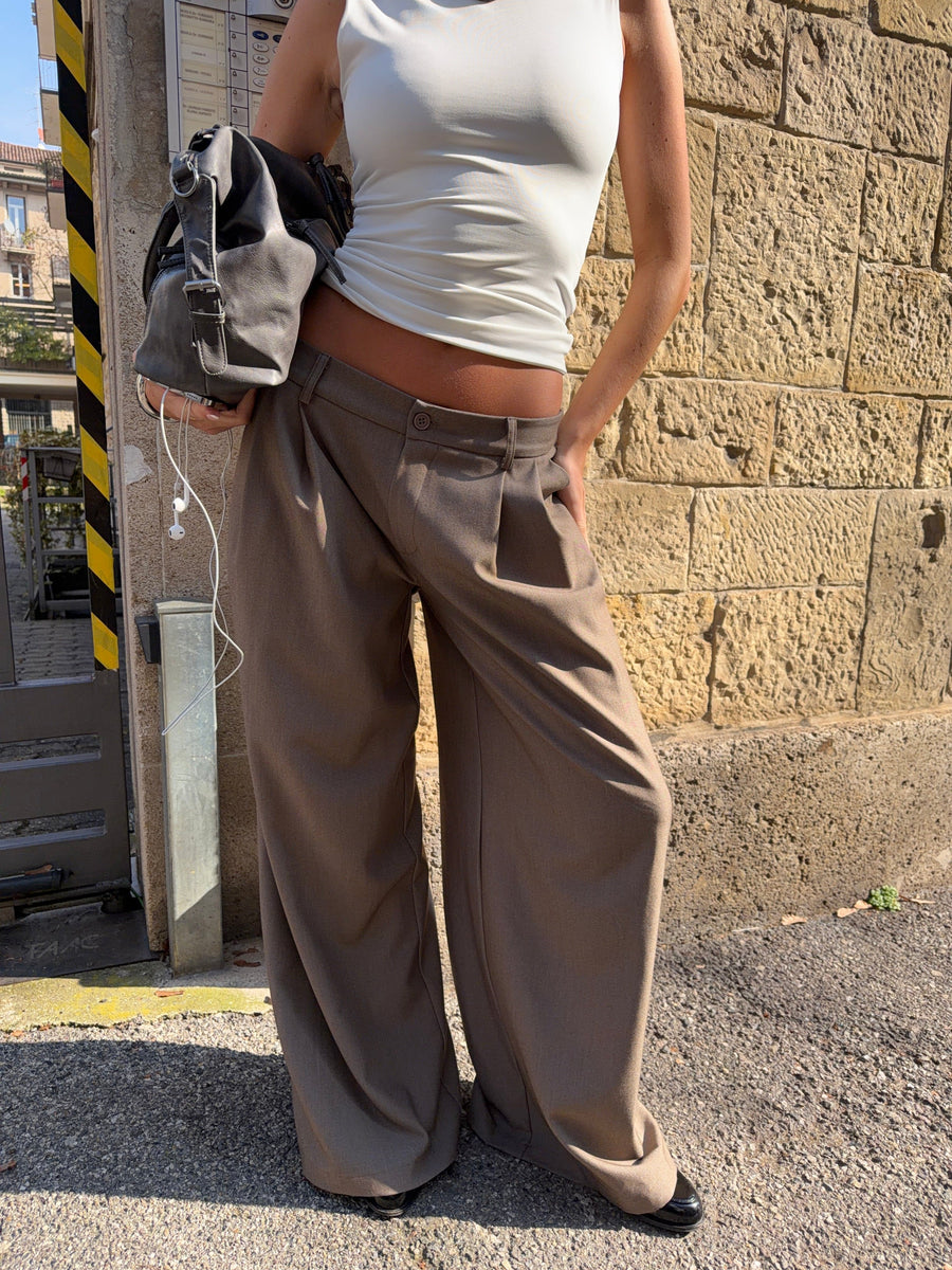 Holly loose suit pants - Brown melange