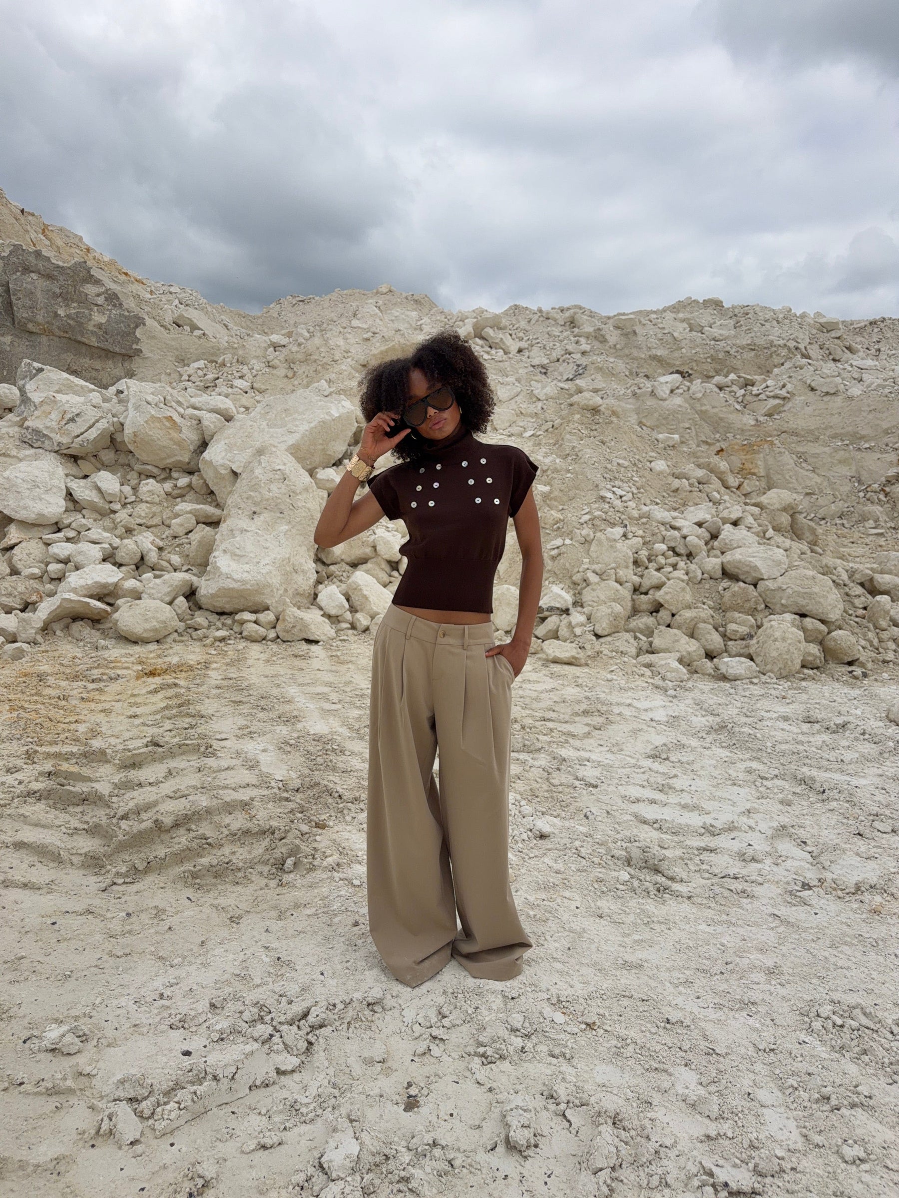 Holly loose suit pants - Beige