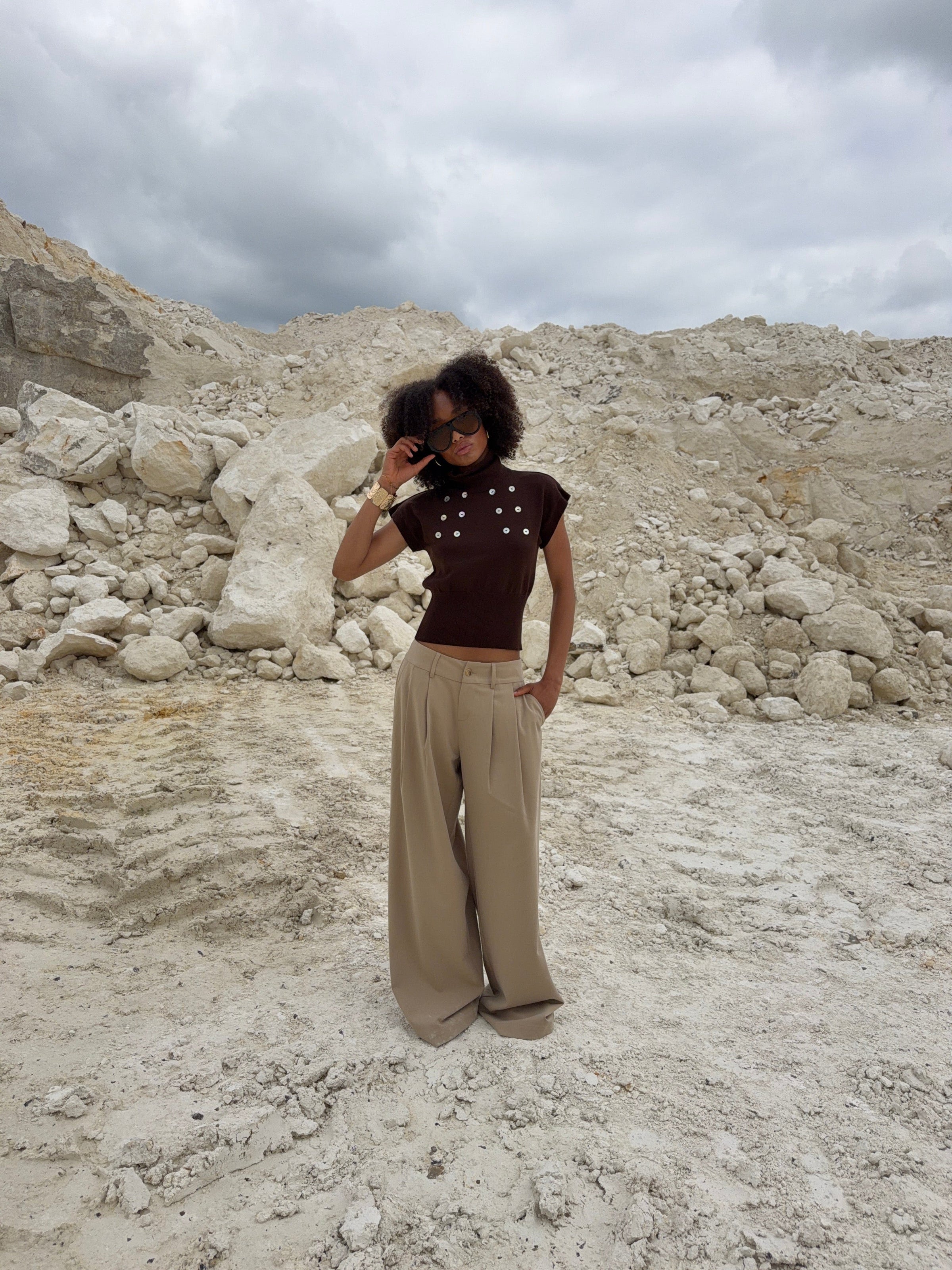 Holly loose suit pants - Beige