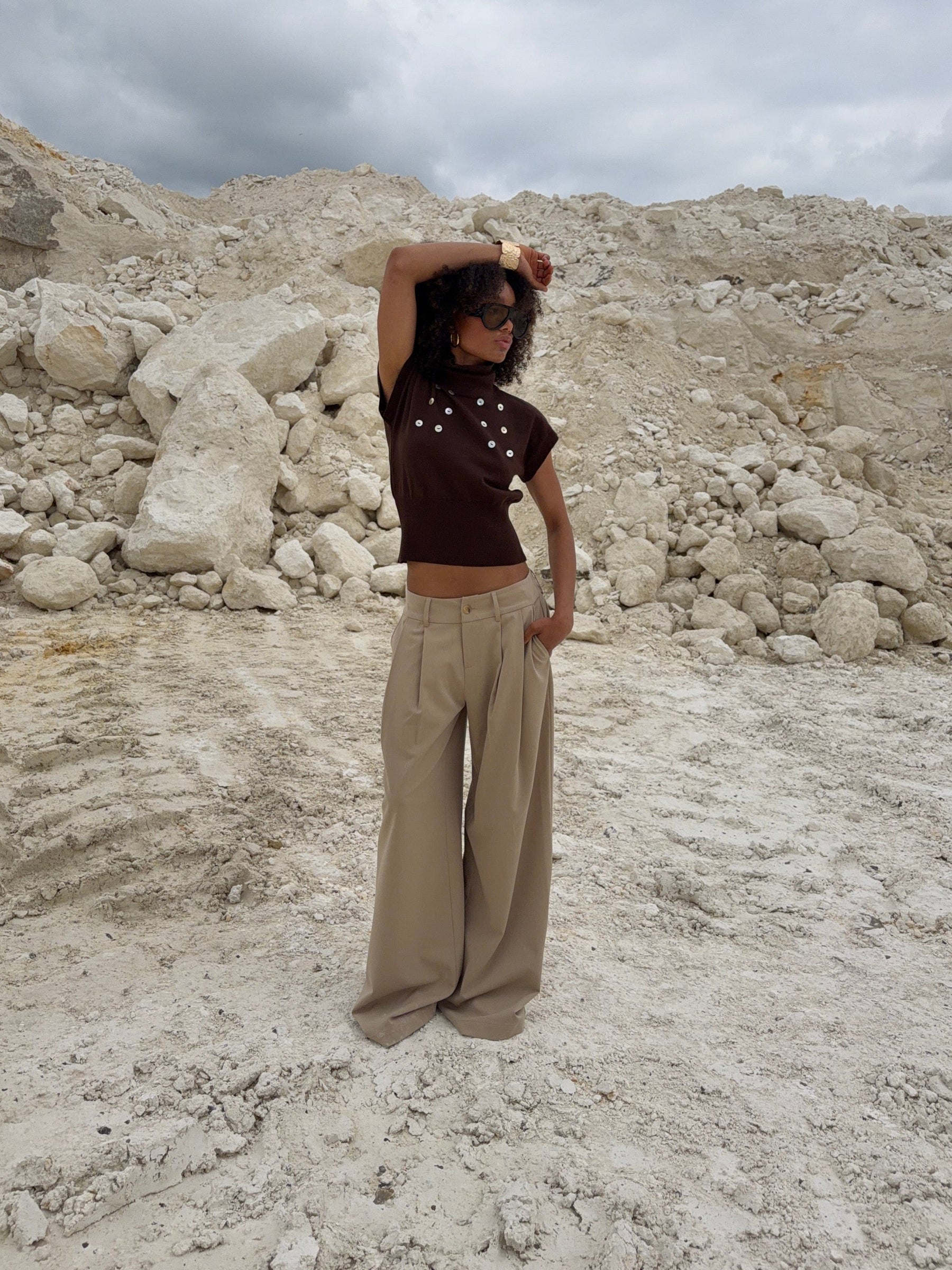 Holly loose suit pants - Beige