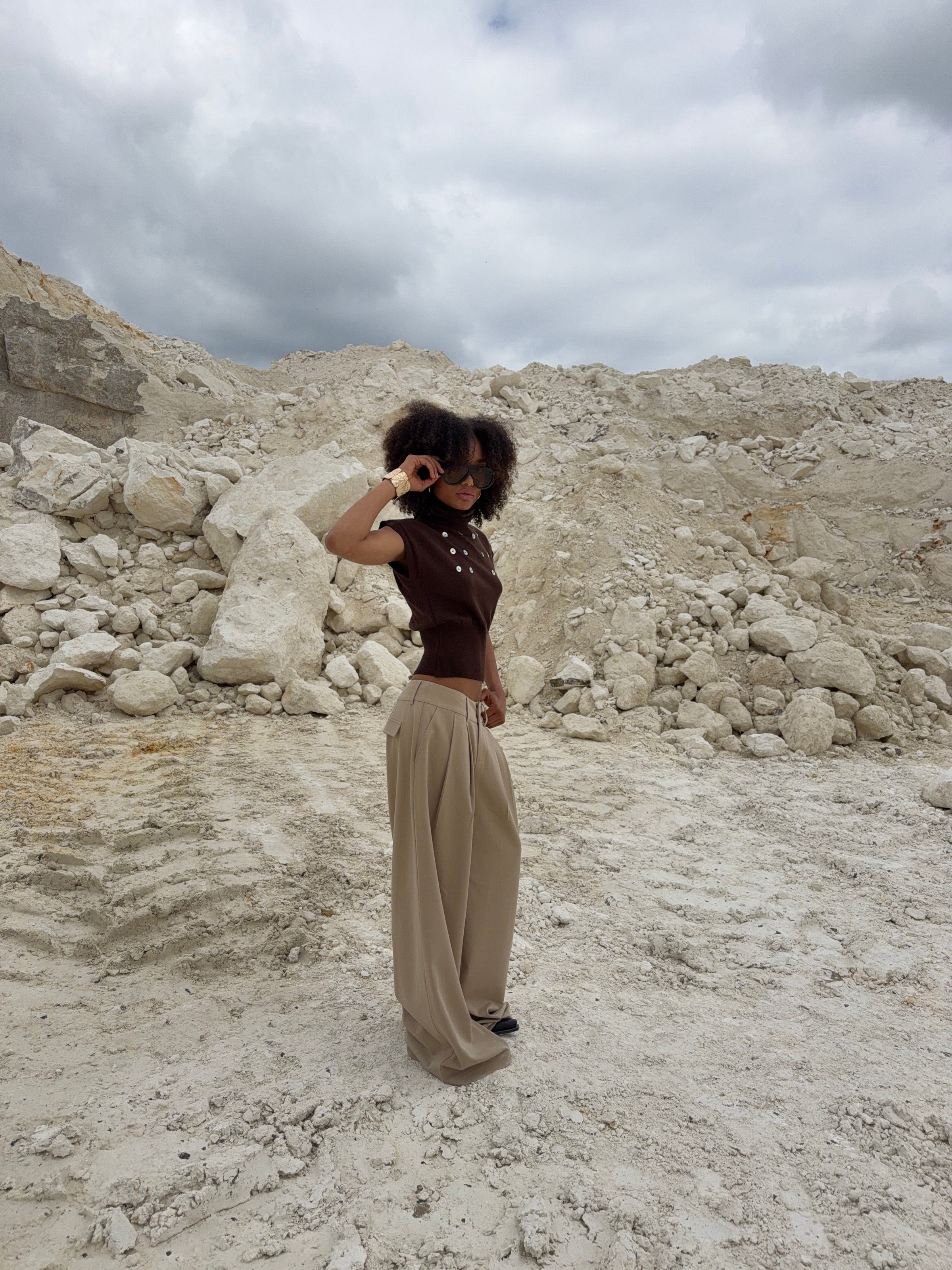 Holly loose suit pants - Beige
