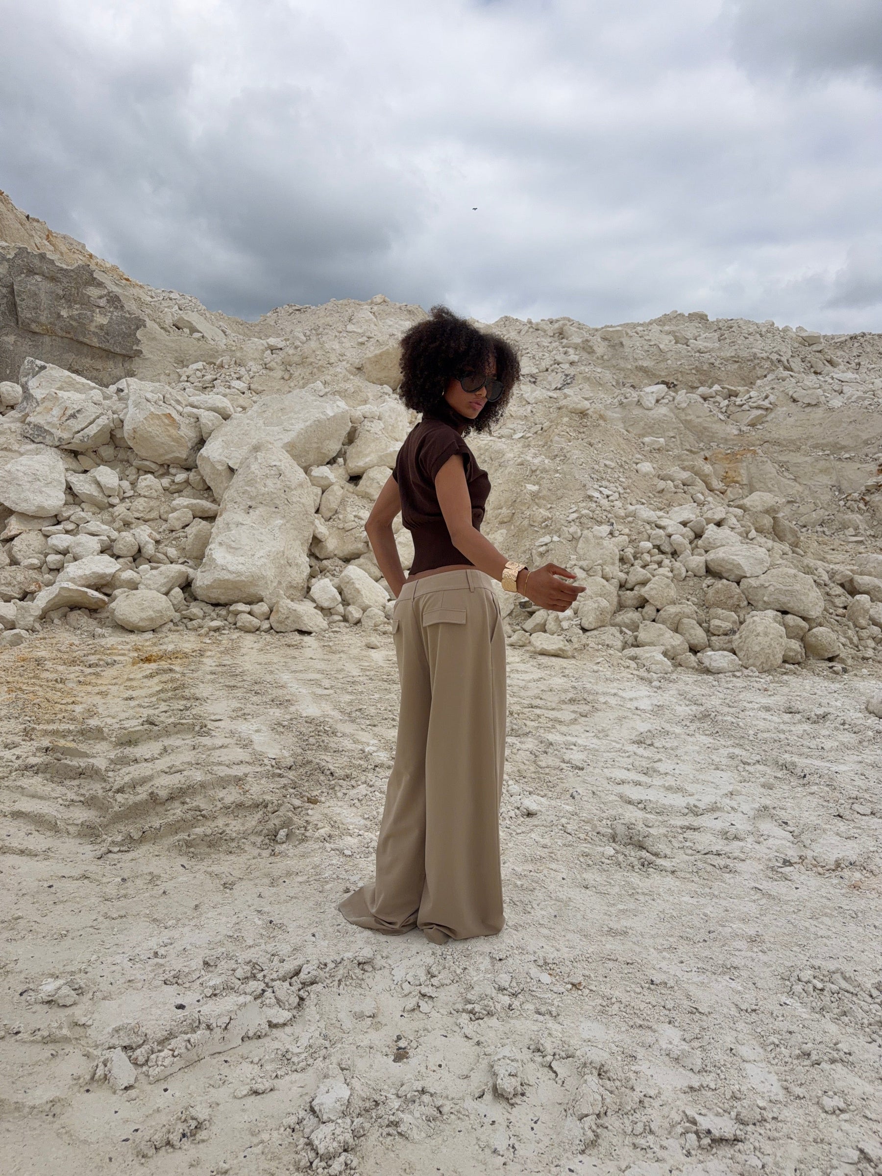 Holly loose suit pants - Beige