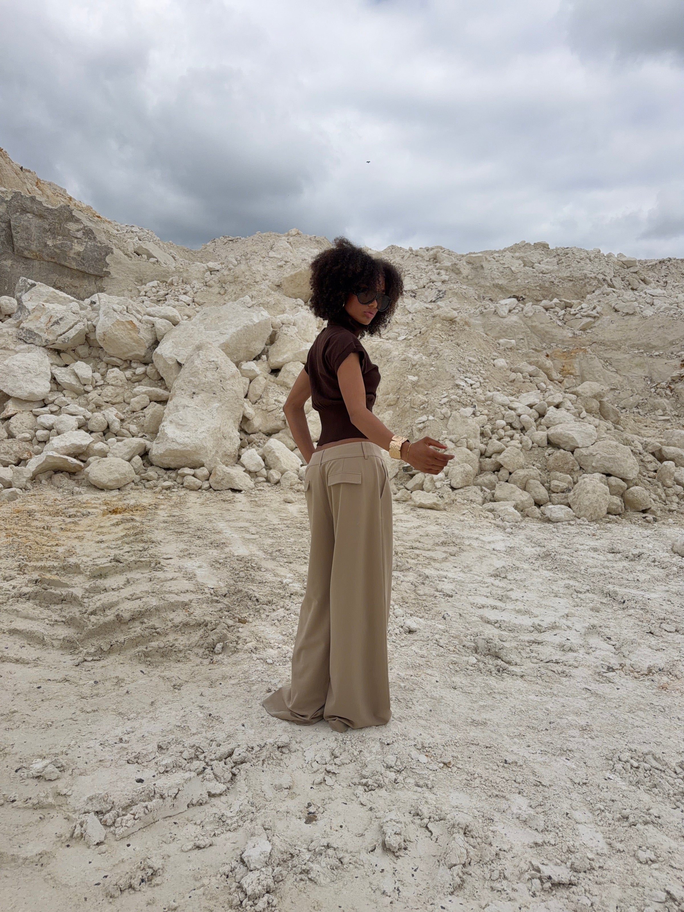 Holly loose suit pants - Beige