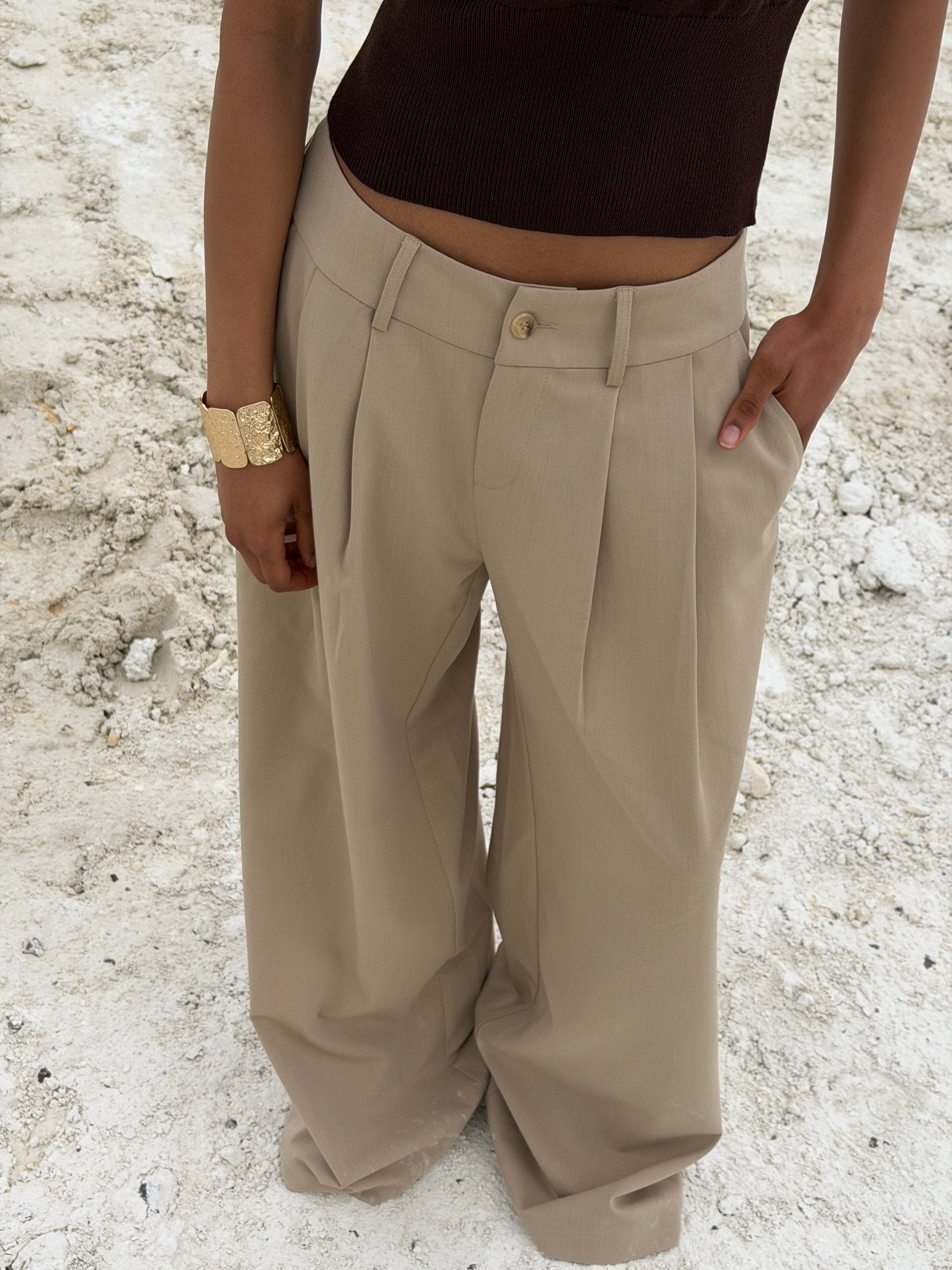 Holly loose suit pants - Beige