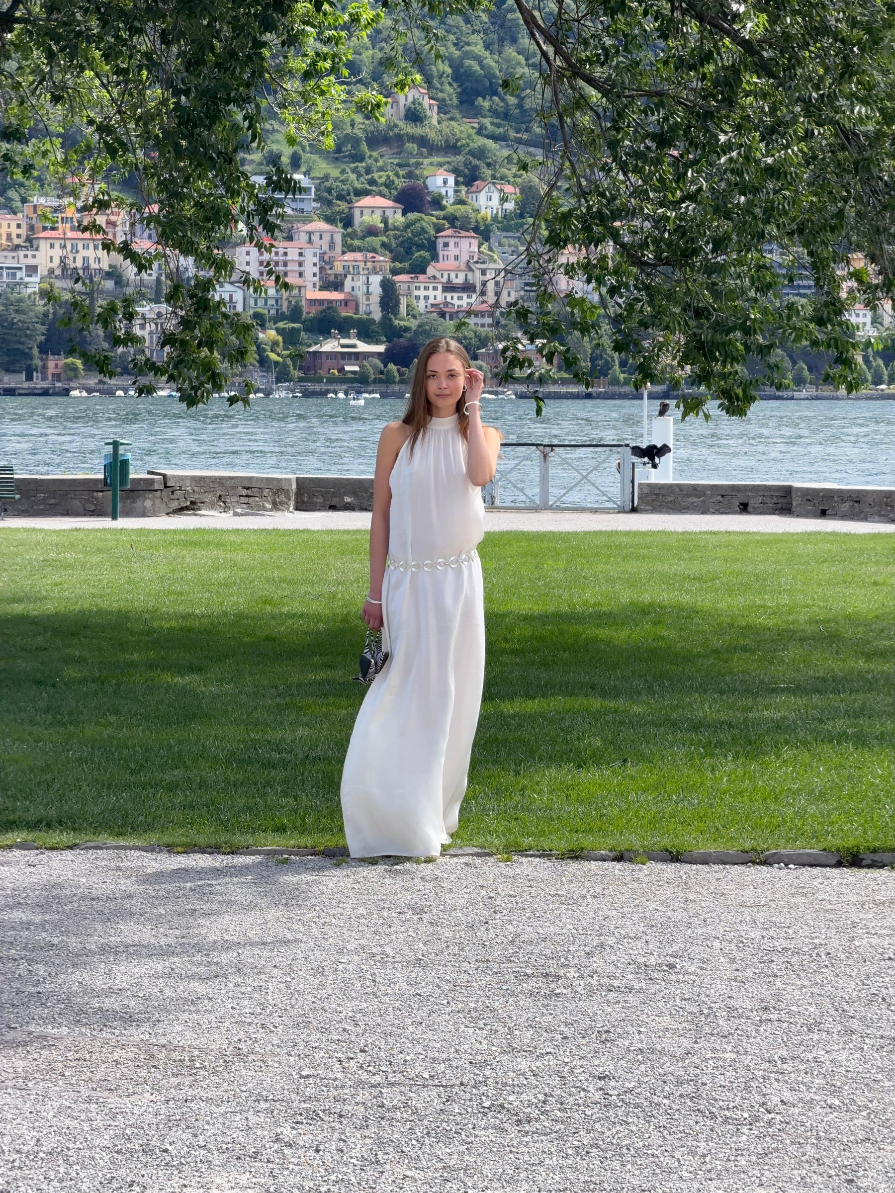 Rigmor high neck maxi dress - Creme white