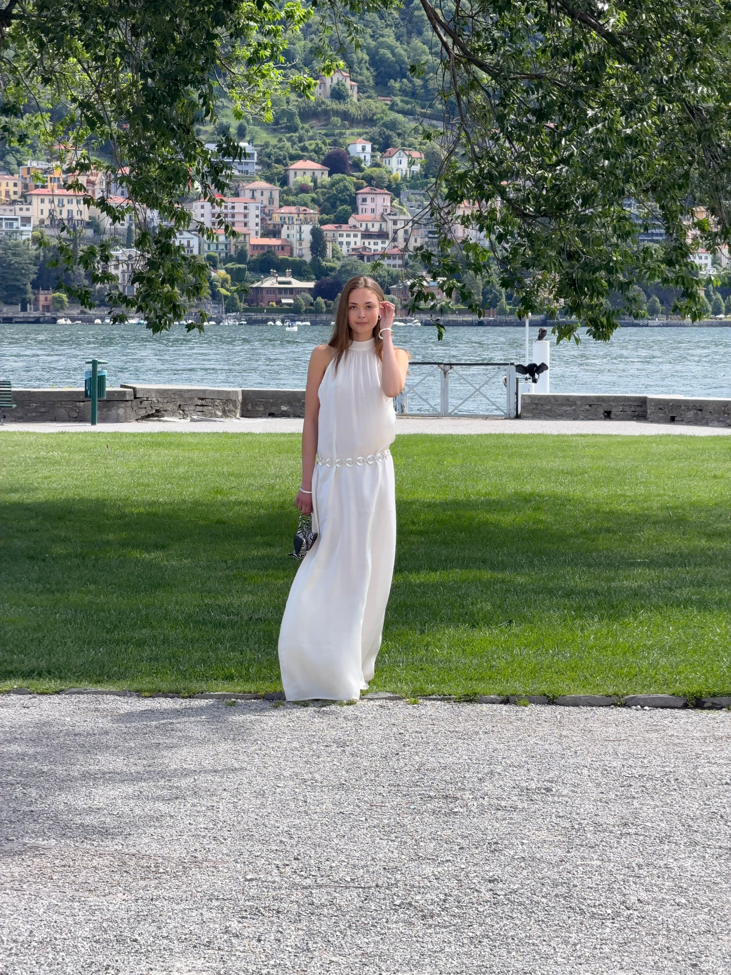 Rigmor high neck maxi dress - Creme white