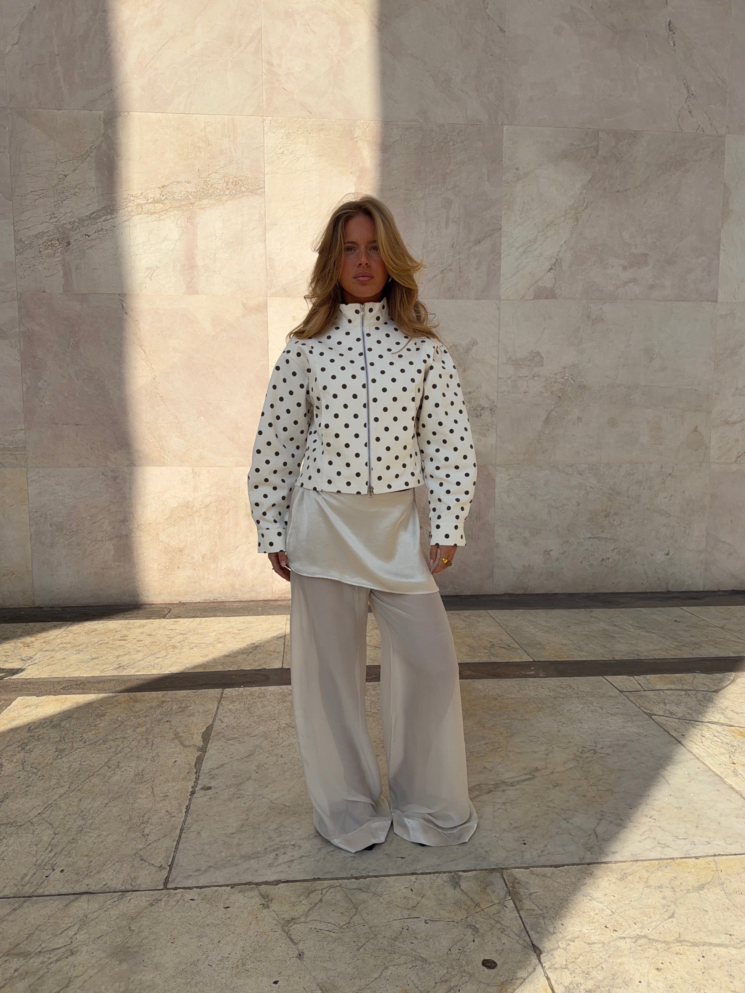 Gaia tie-detail mesh pants - Off white