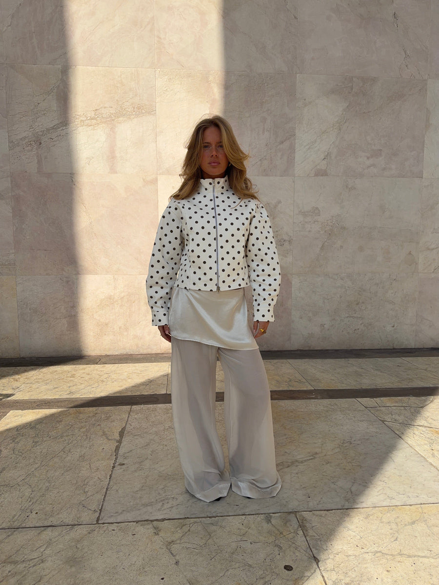 Gaia tie-detail mesh pants - Off white