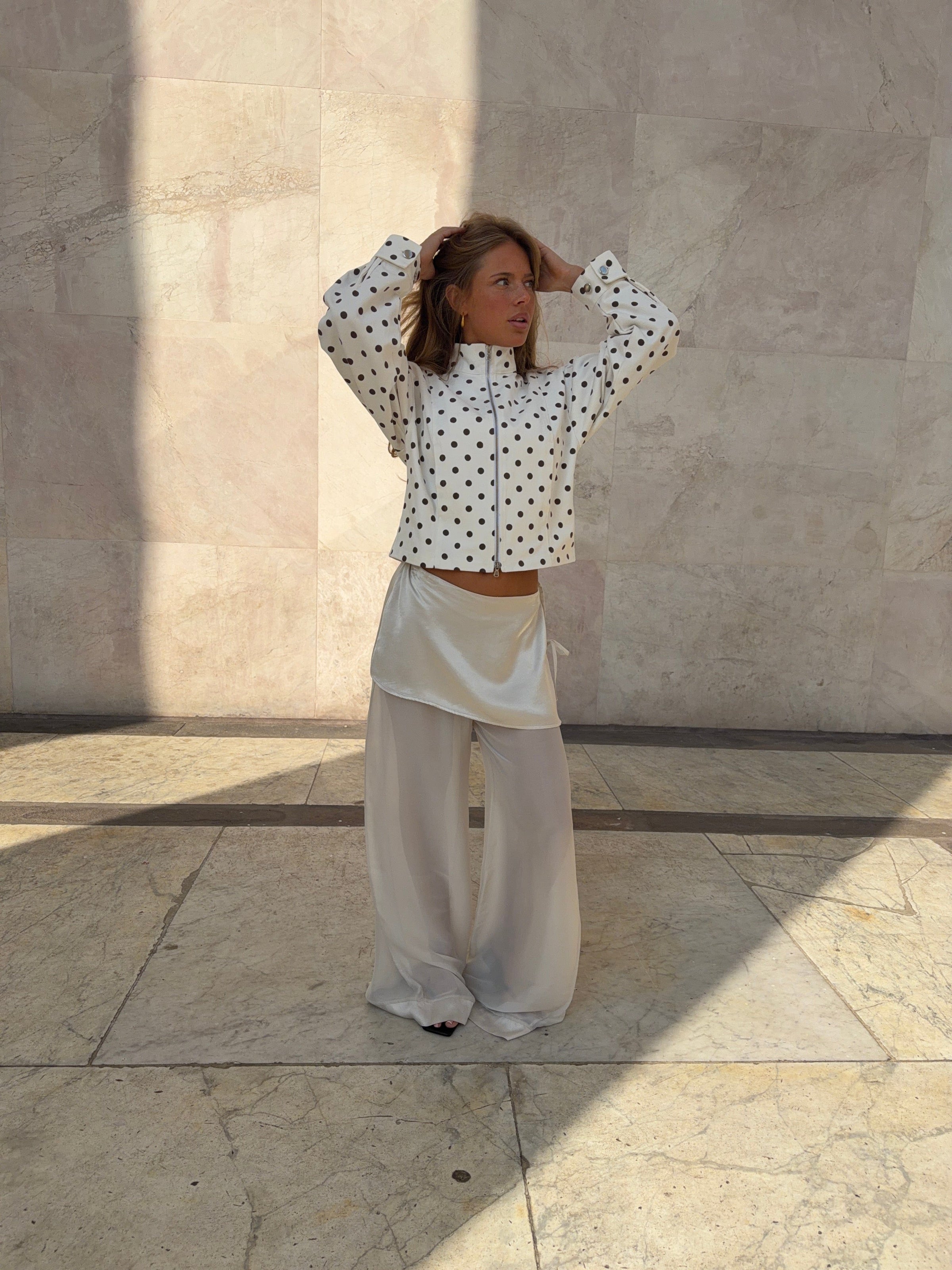 Gaia tie-detail mesh pants - Off white