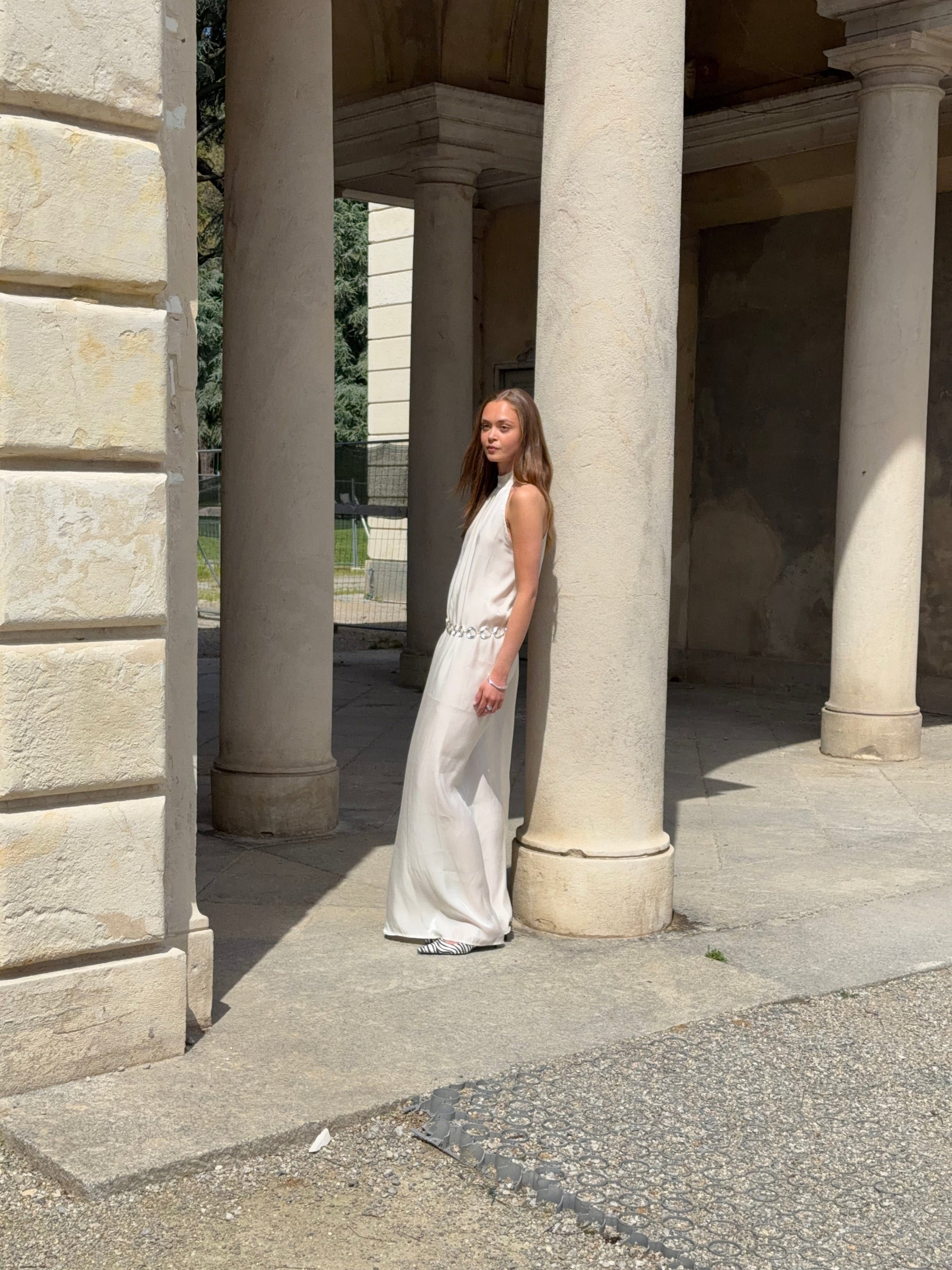 Rigmor high neck maxi dress - Creme white