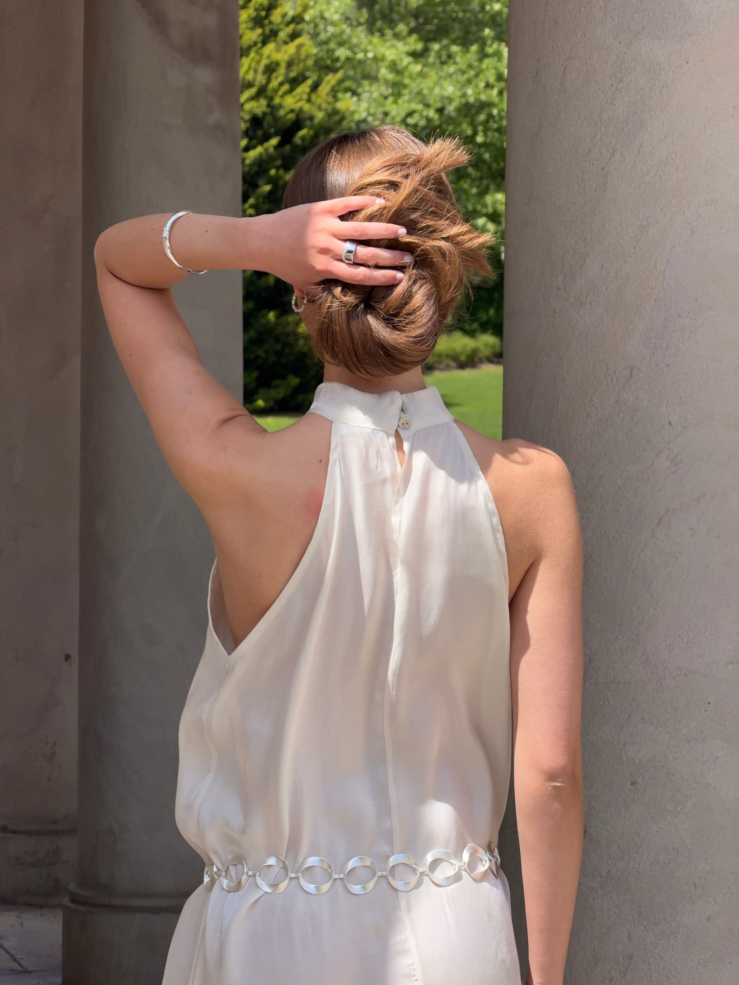 Rigmor high neck maxi dress - Creme white