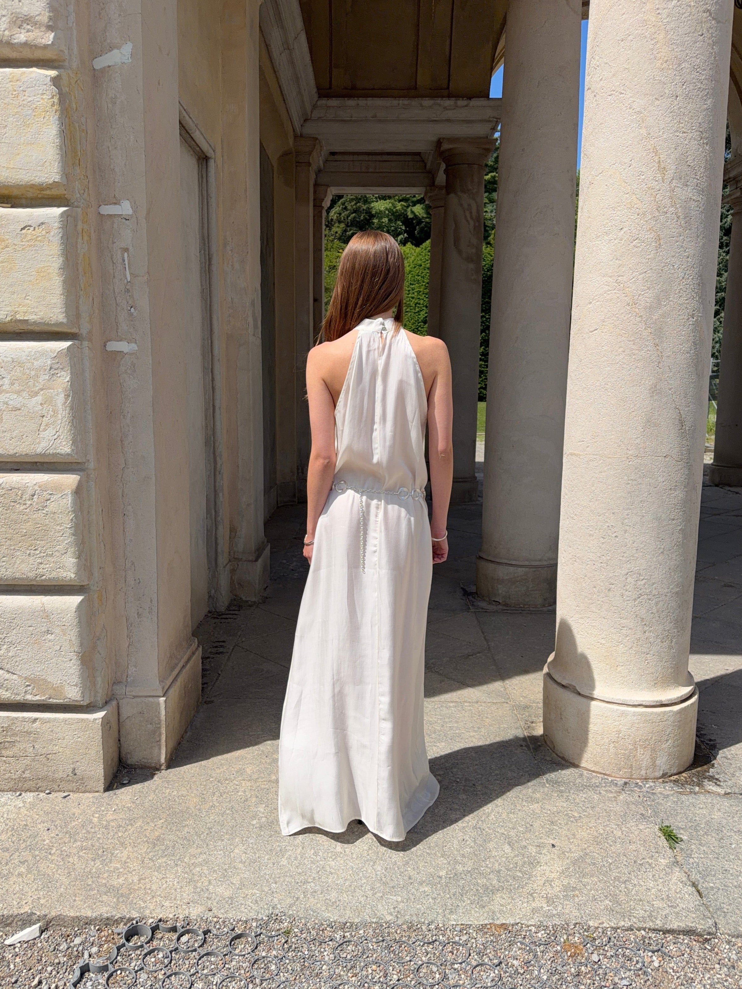 Rigmor high neck maxi dress - Creme white