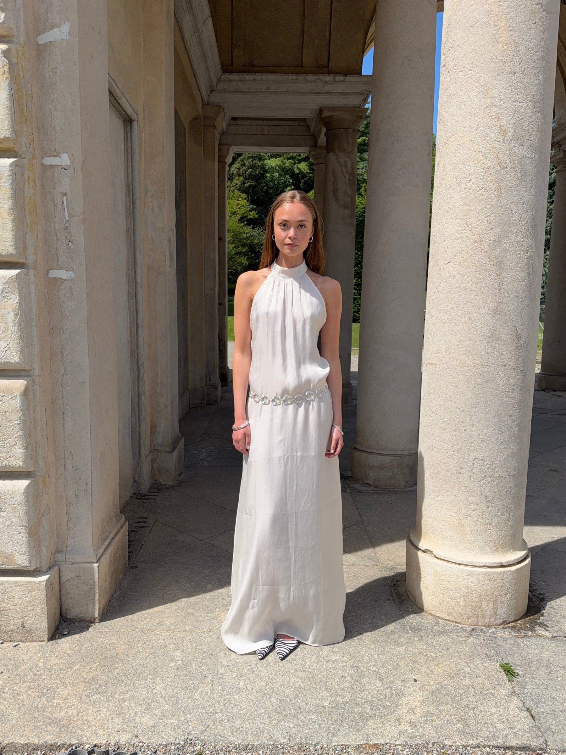Rigmor high neck maxi dress - Creme white