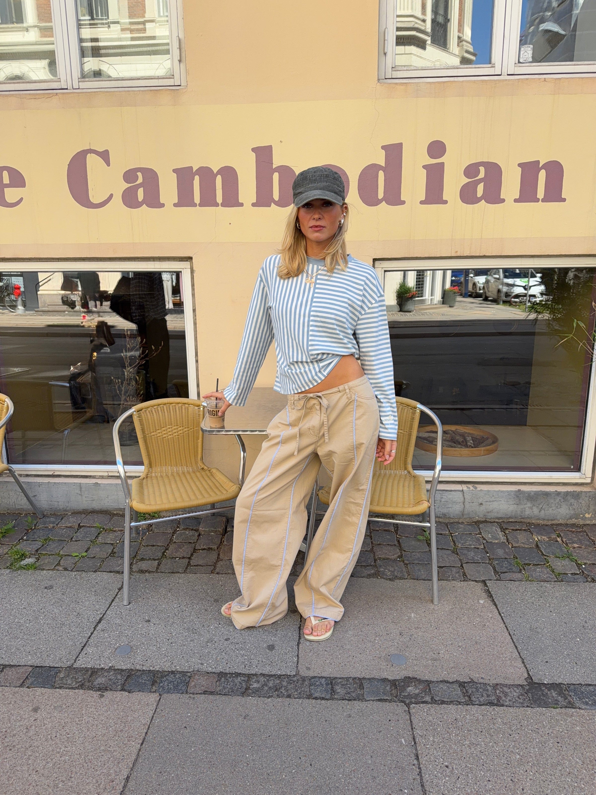 Jua stripe detail baggy pants - Beige