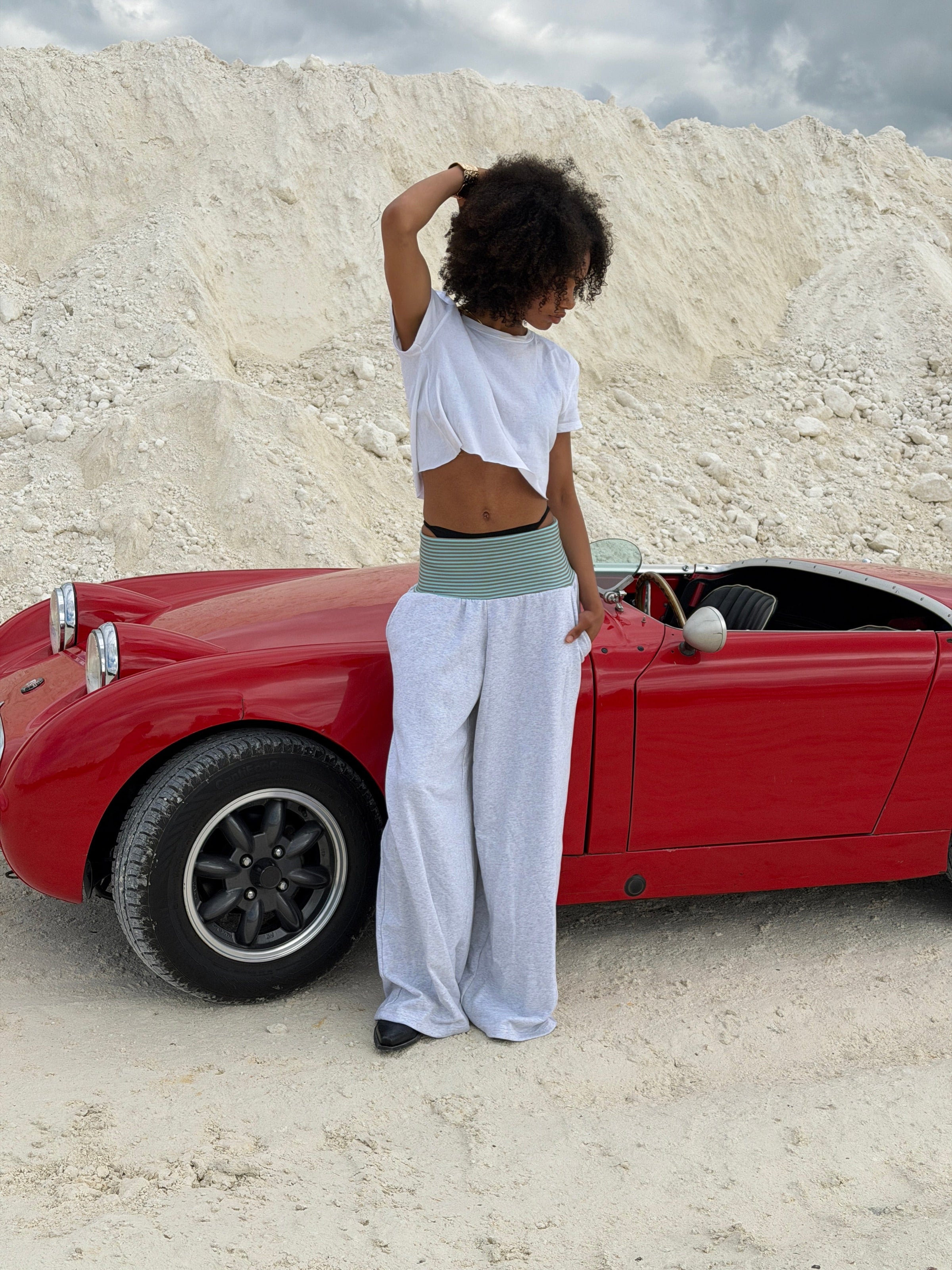 Wela striped sweatpants - Grey mélange