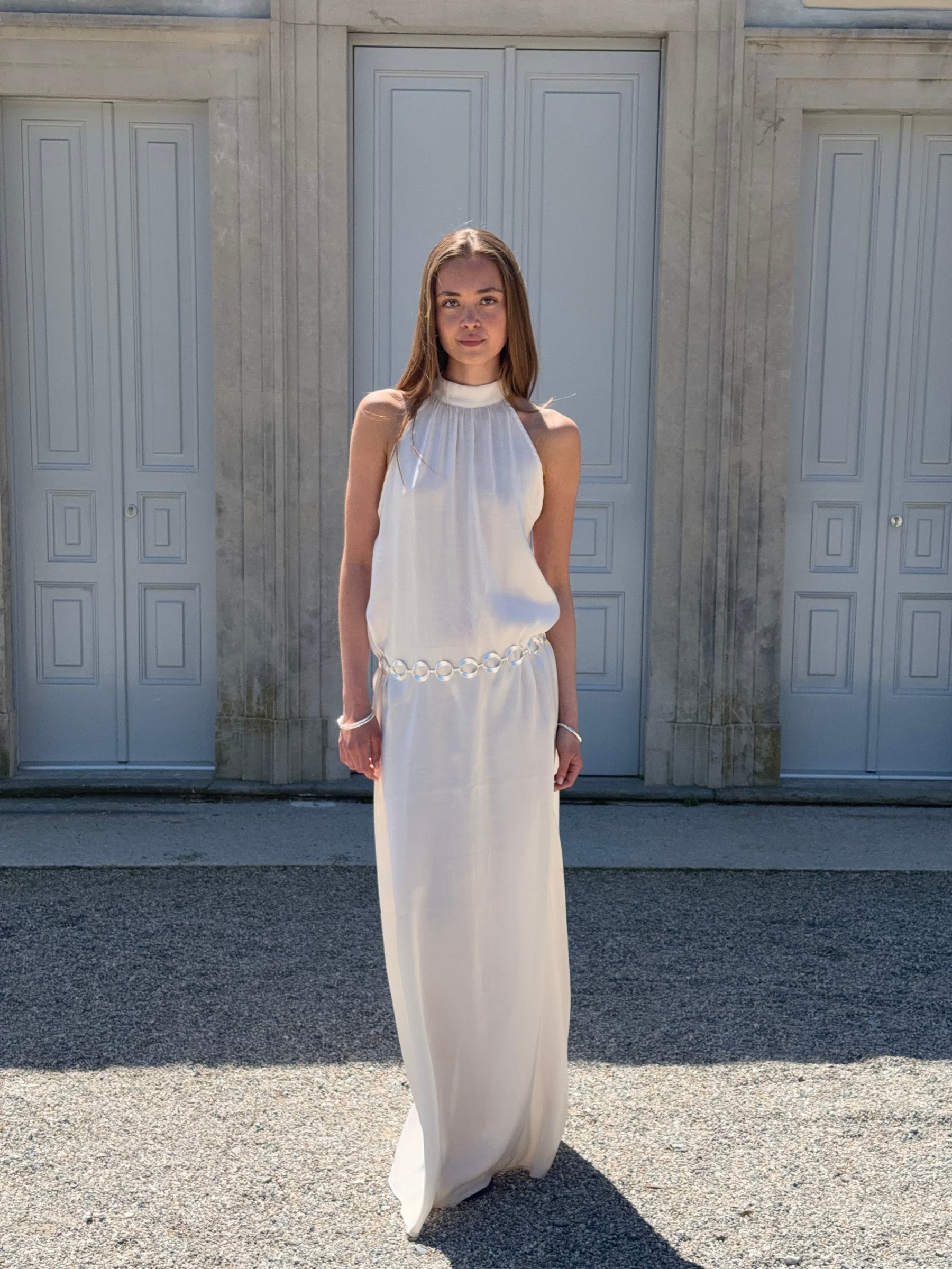 Rigmor high neck maxi dress - Creme white
