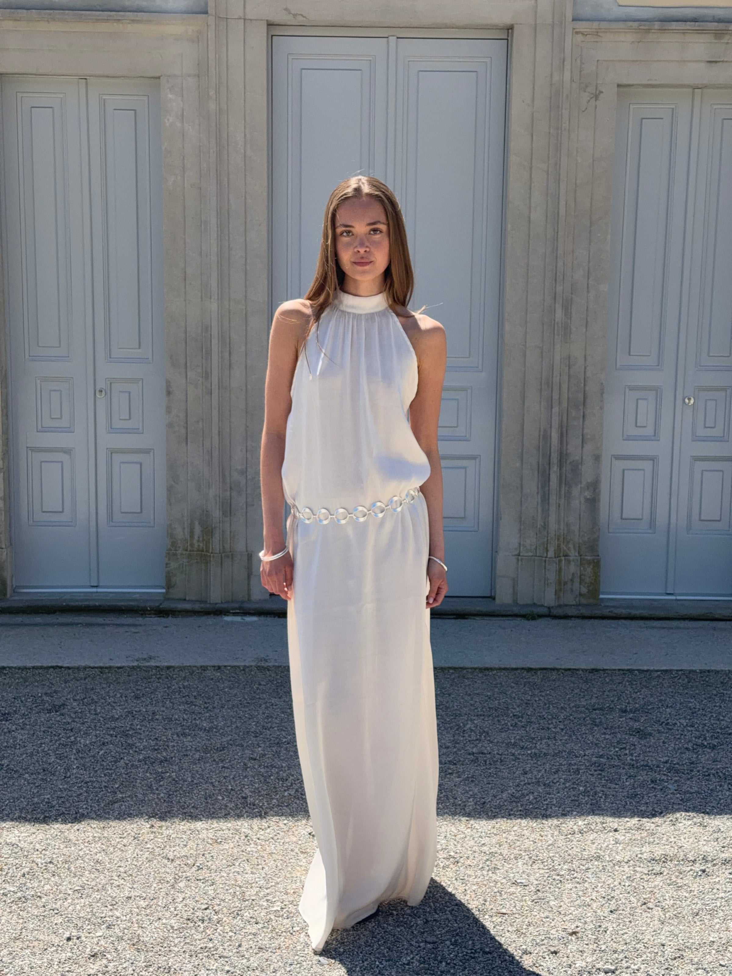 Rigmor high neck maxi dress - Creme white