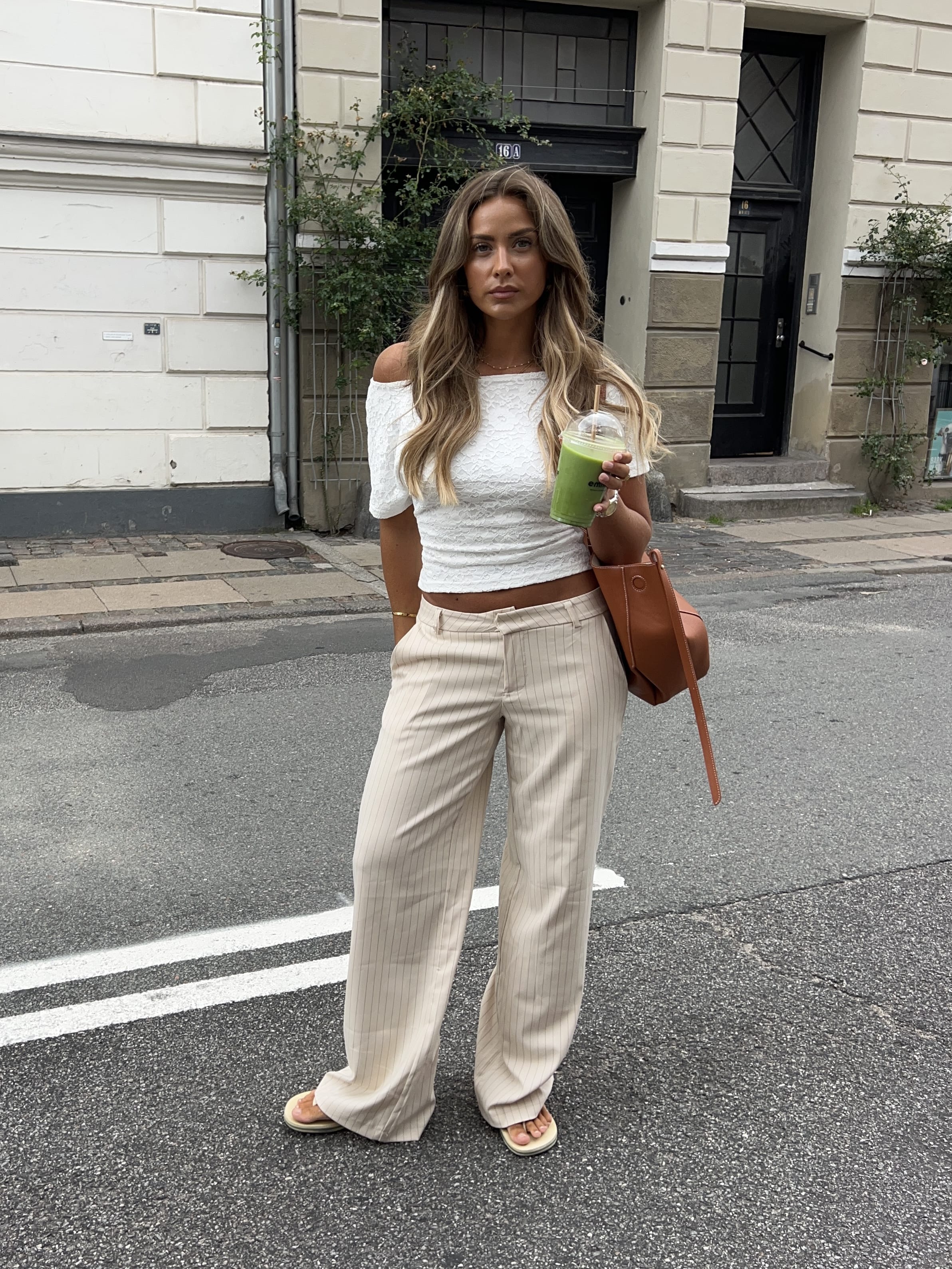 Valentina striped suit pants - Cream white/Grey