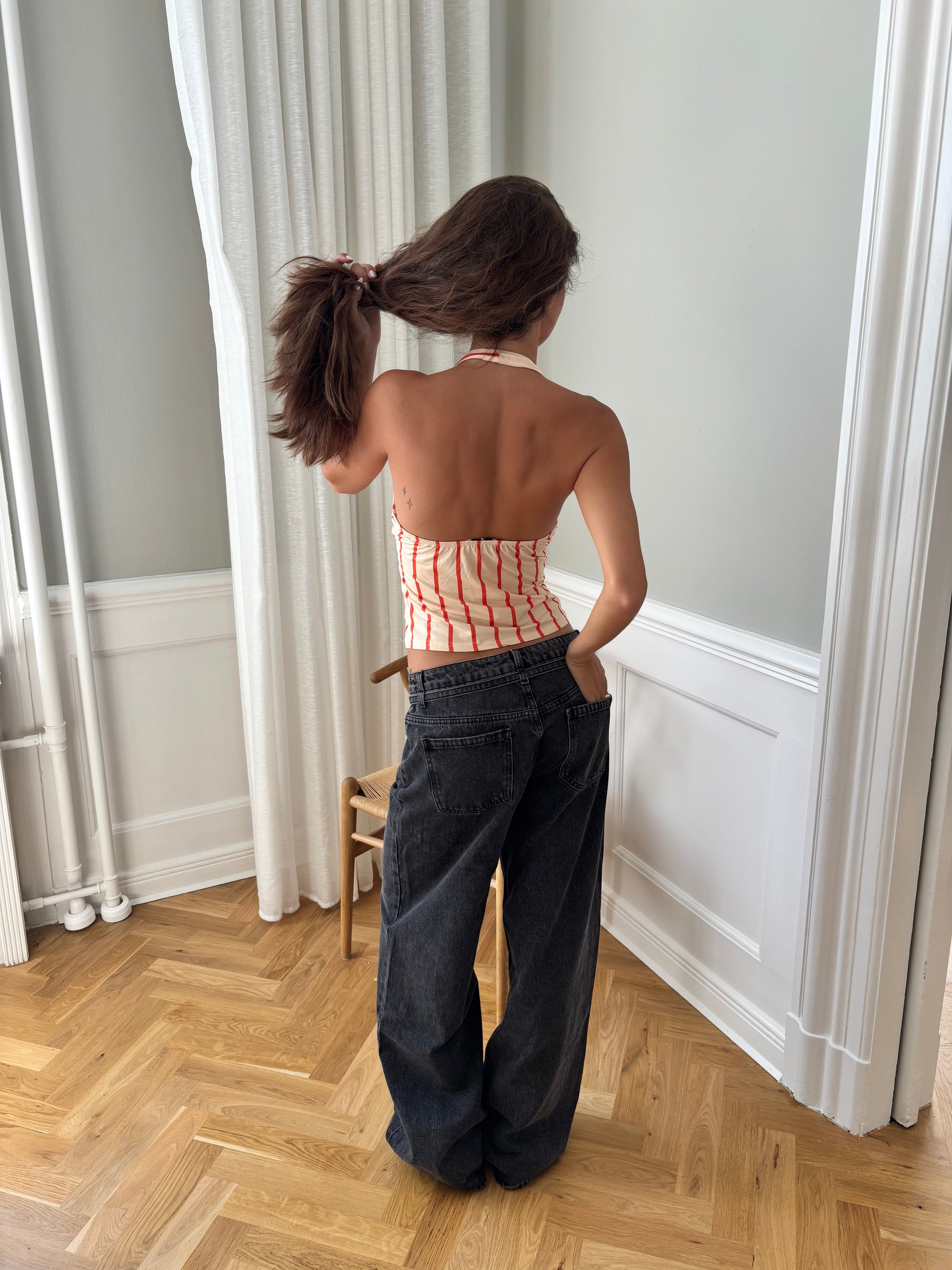 Ophelia striped top - Beige/Orange