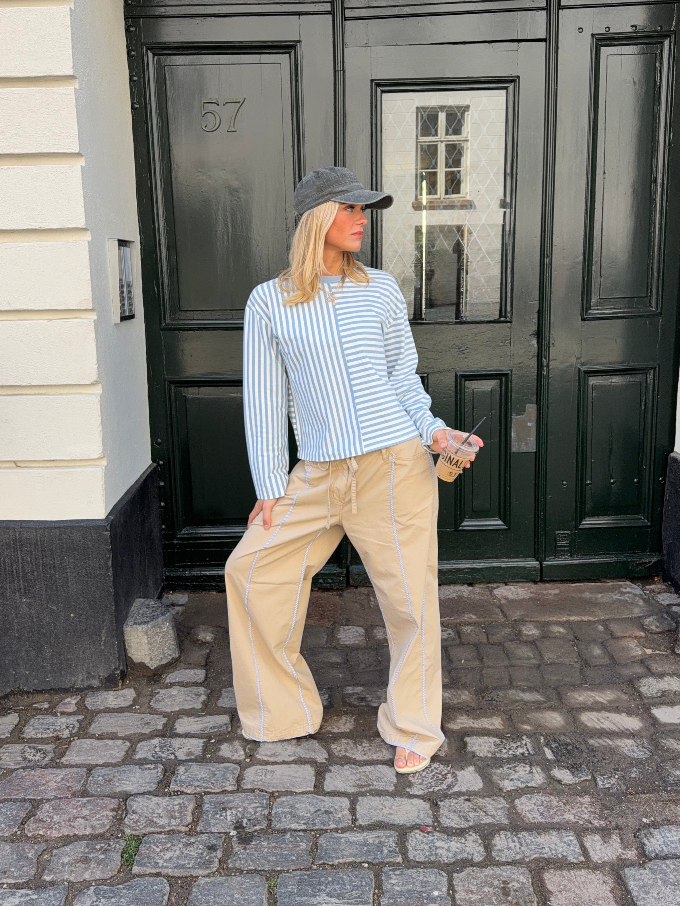 Jua stripe detail baggy pants - Beige