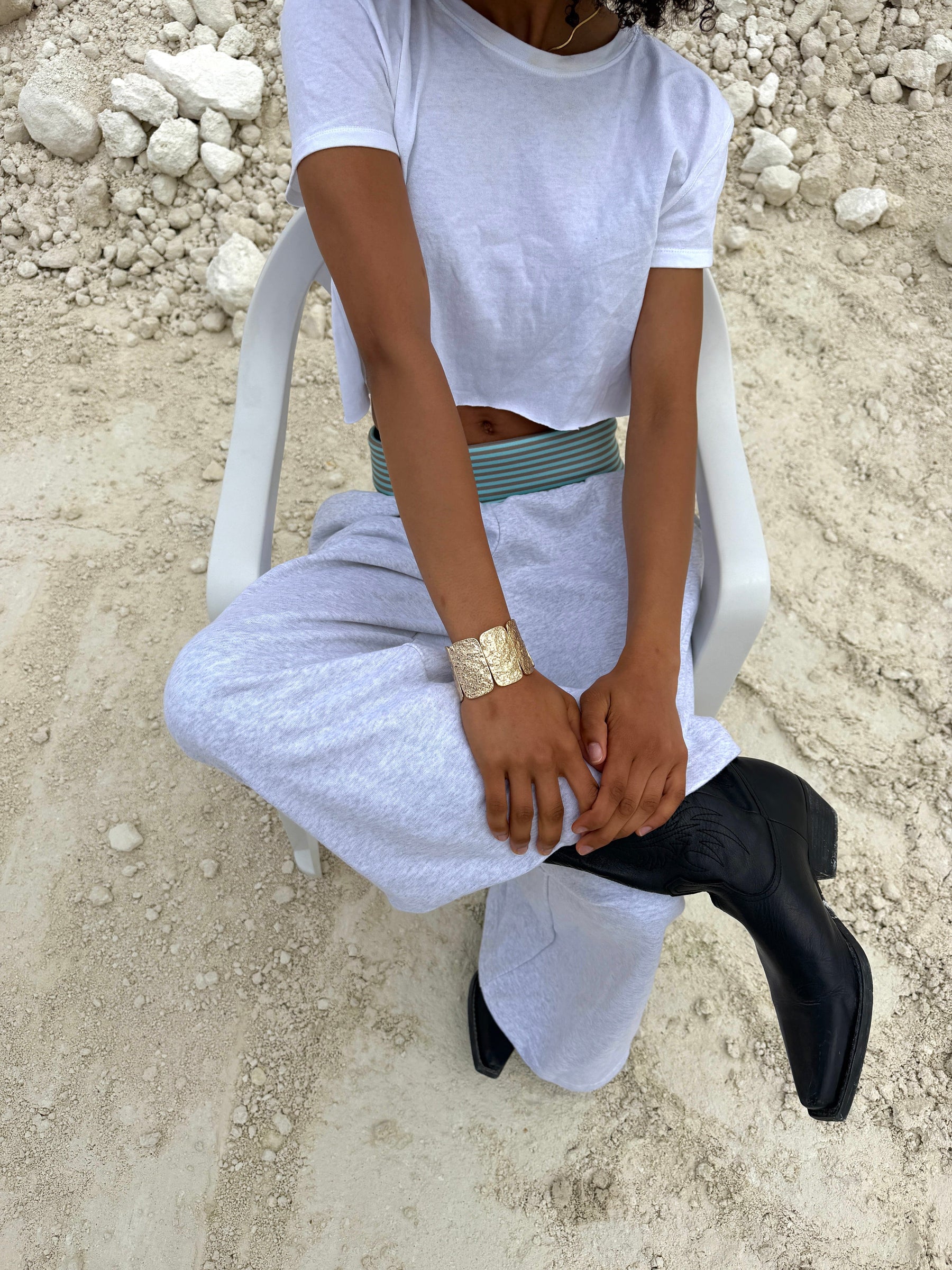 Wela striped sweatpants - Grey mélange
