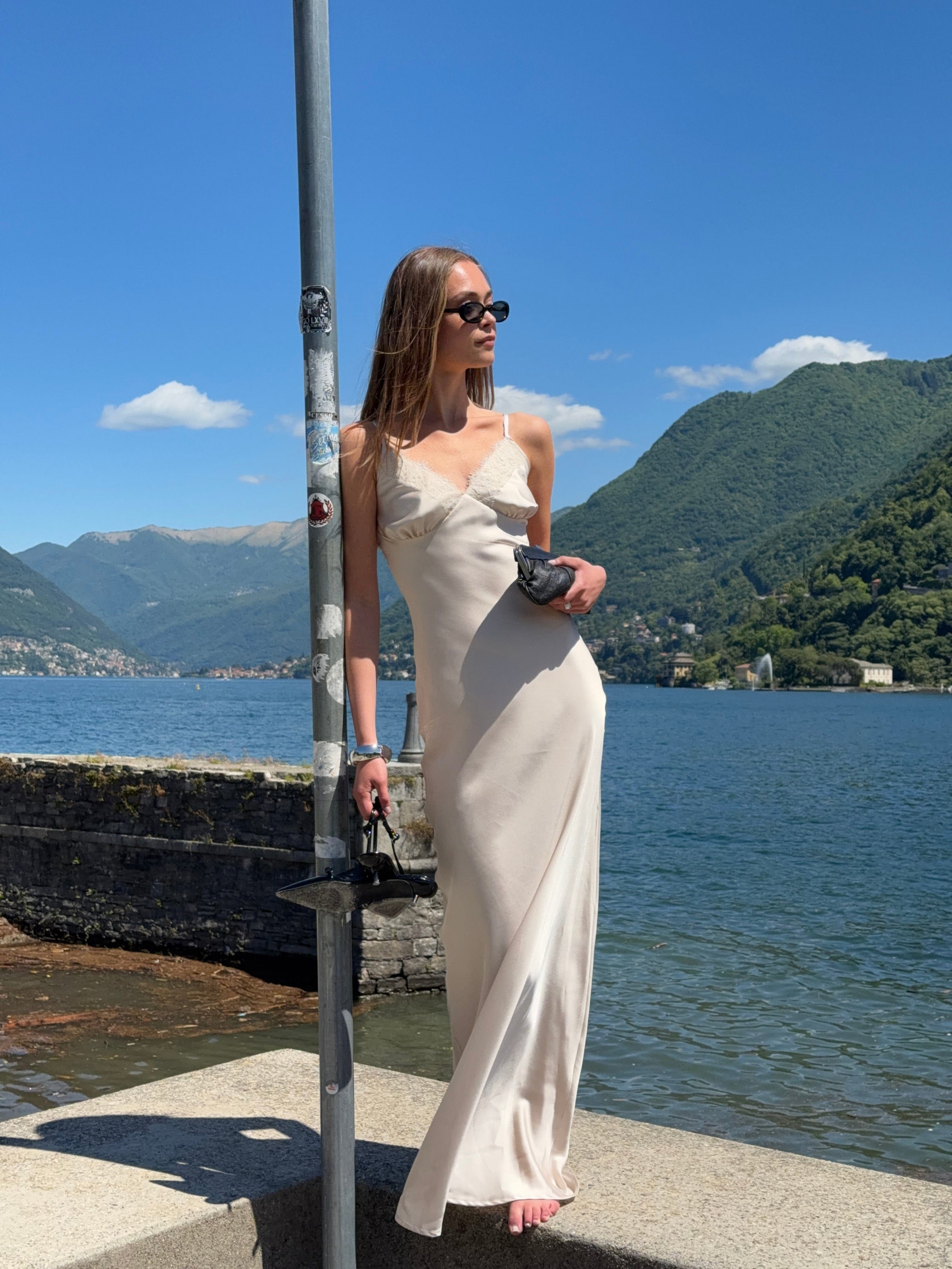 Sambia satin maxi dress - Champagne