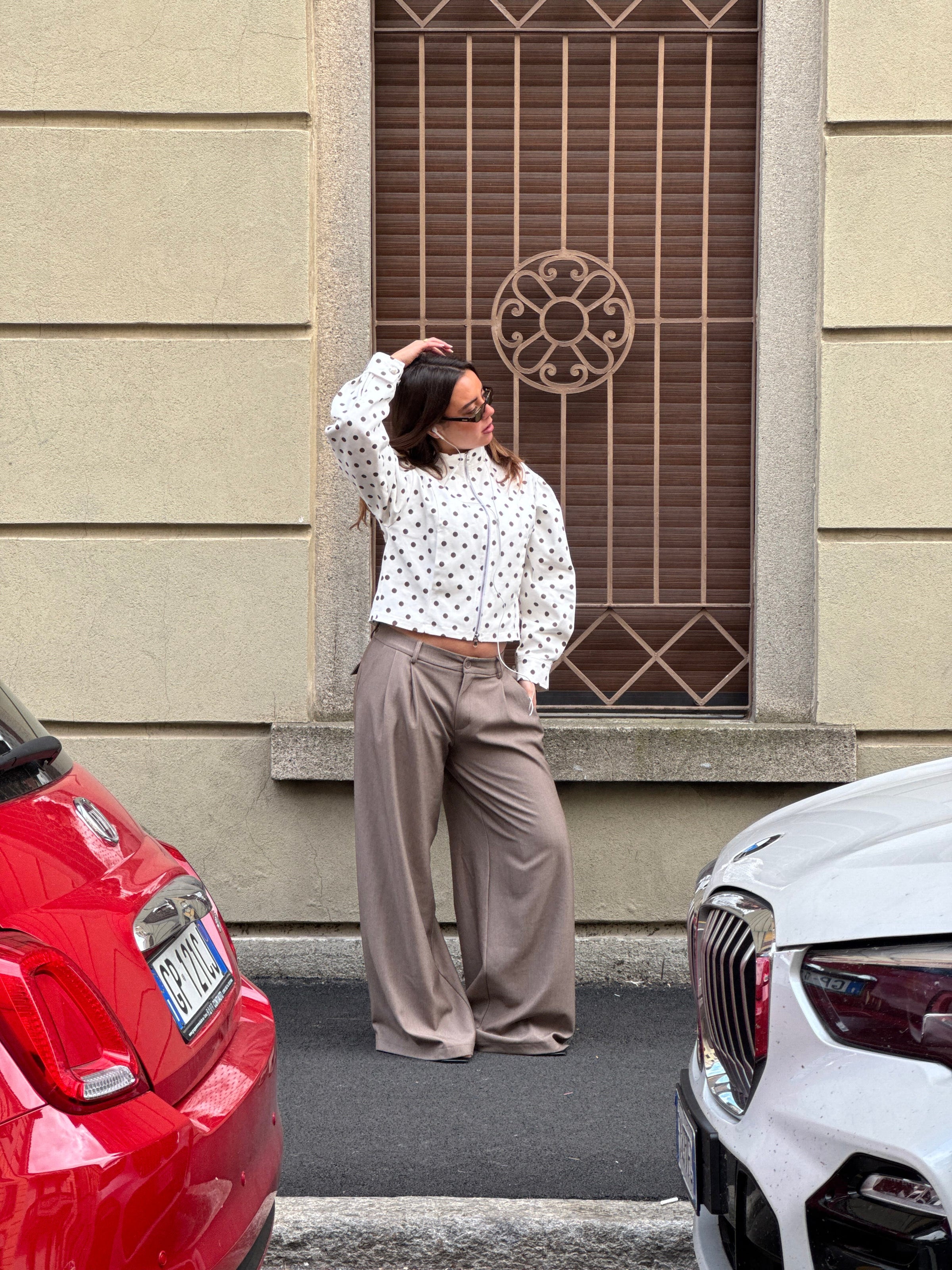 Holly loose suit pants - Brown melange