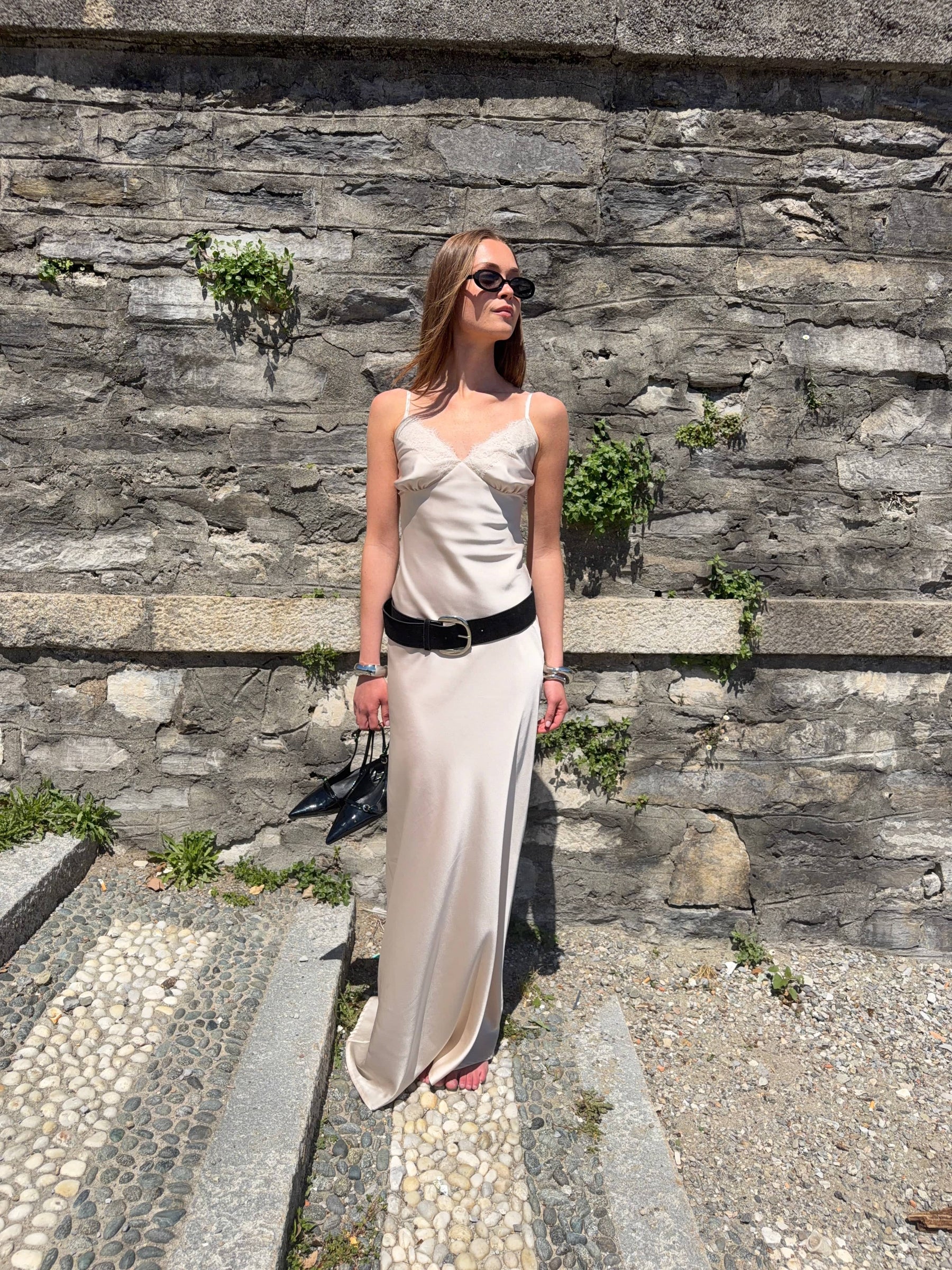 Sambia satin maxi dress - Champagne
