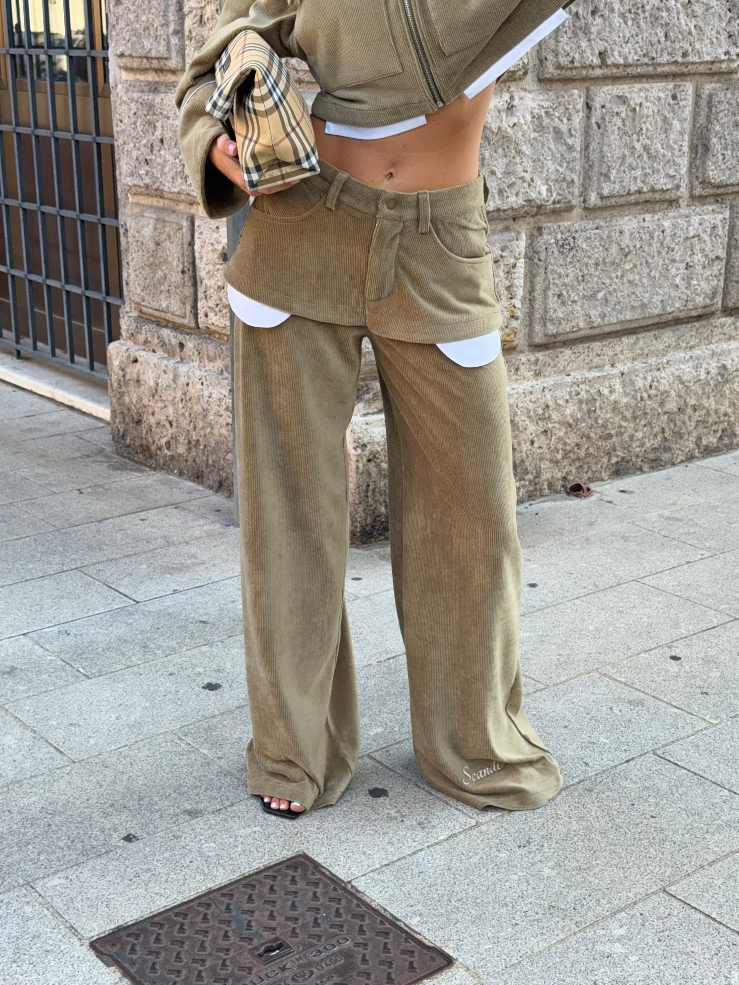Elora skirt baggy velvet pants - Green