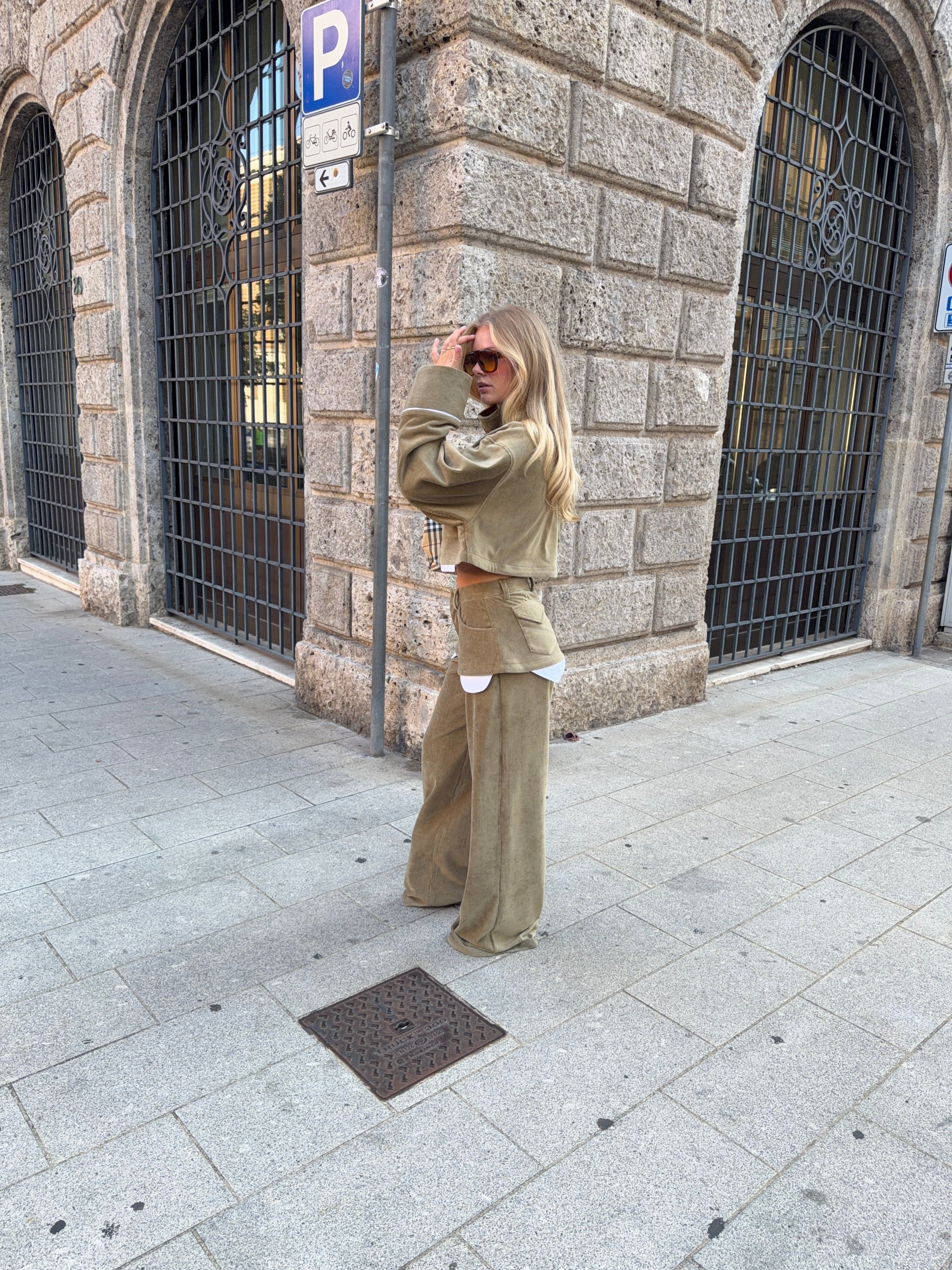 Elora skirt baggy velvet pants - Green