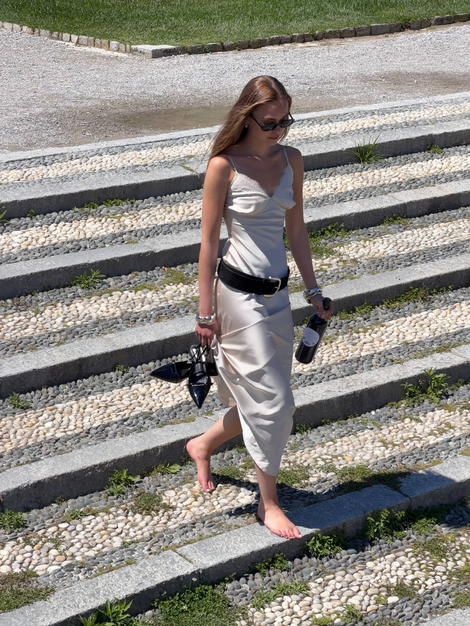 Sambia satin maxi dress - Champagne