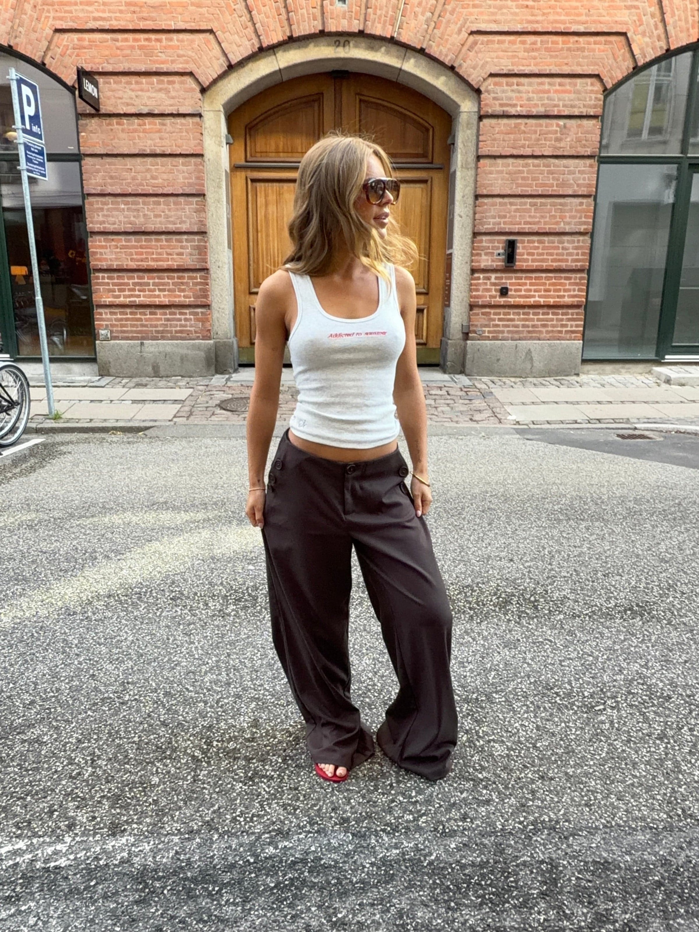 Sia loose suit pants - Dark brown
