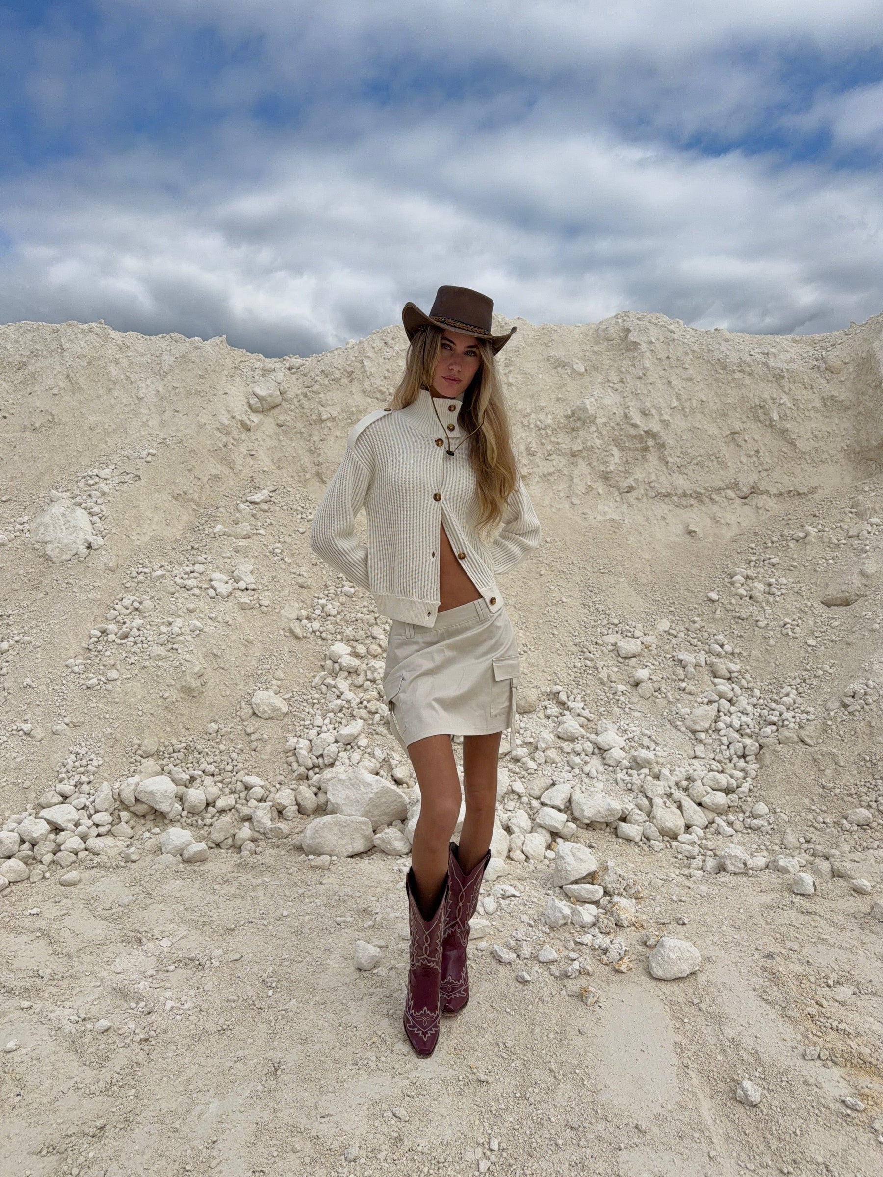 Kelly cargo mini skirt - Cream white