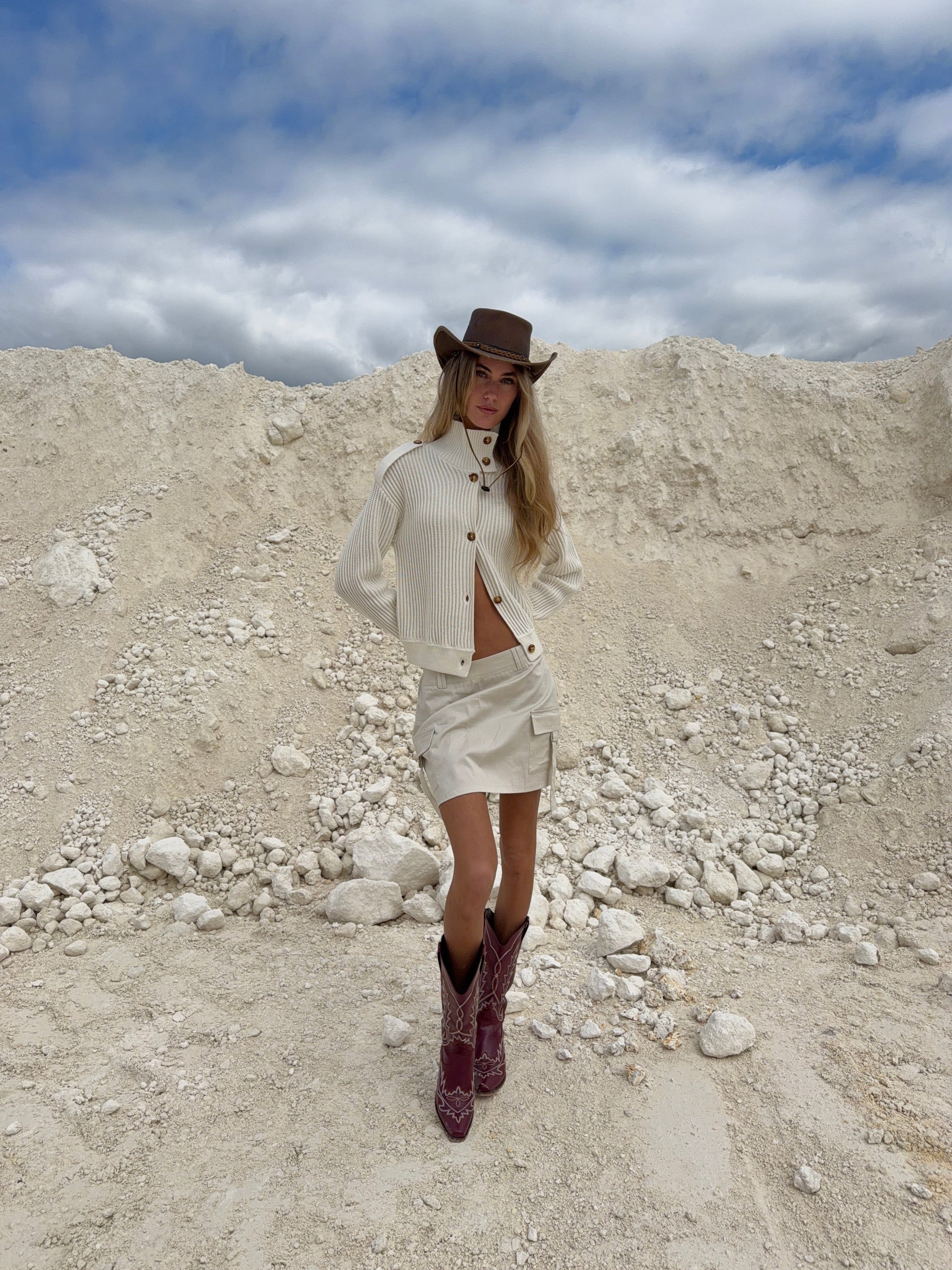 Kelly cargo mini skirt - Cream white