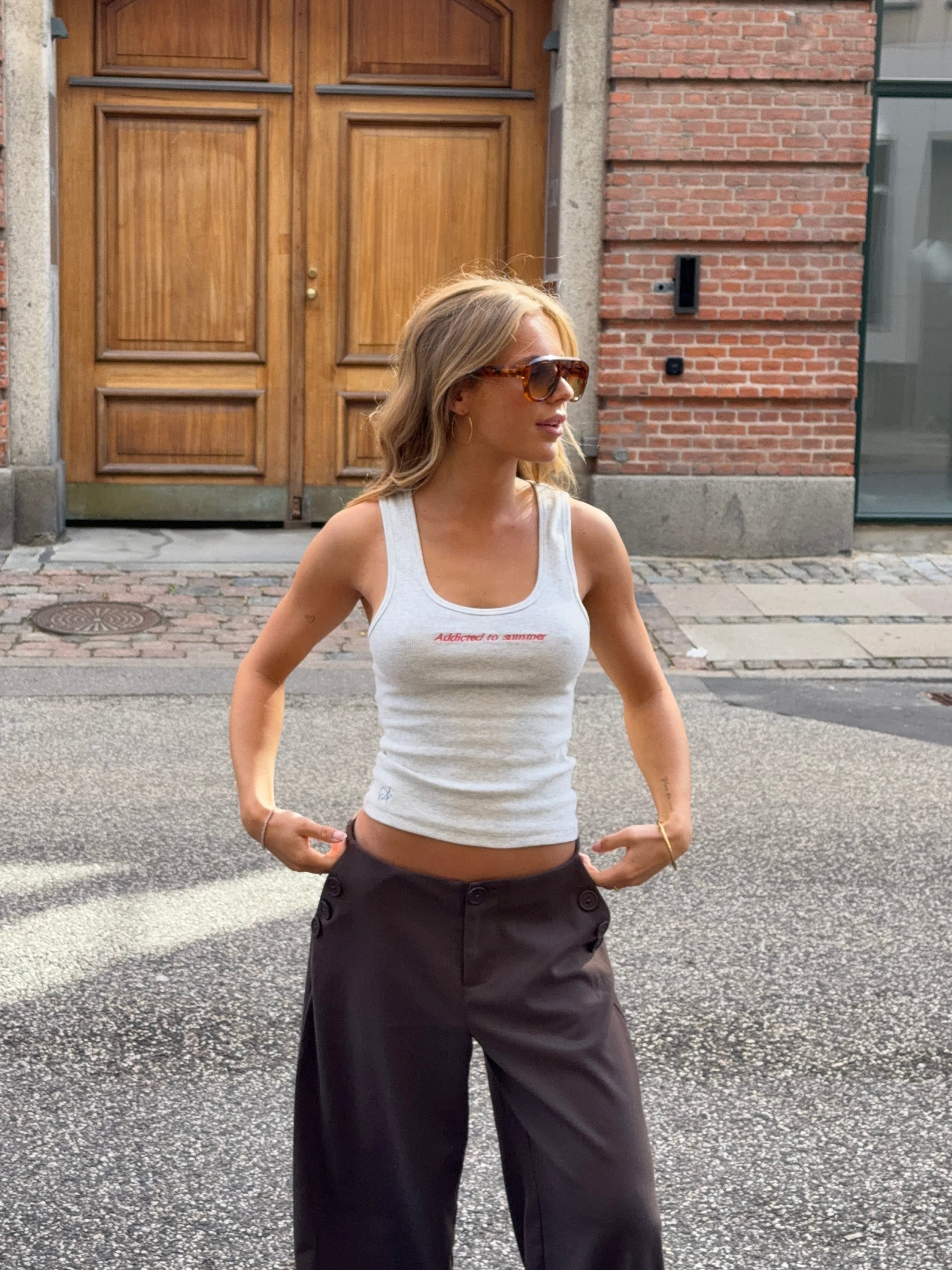 Nala tank top - Melange light grey